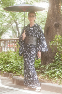 [Newly Tailored] Women's M Size Yukata Hondaya Genbei "Mitsudomoe" Small