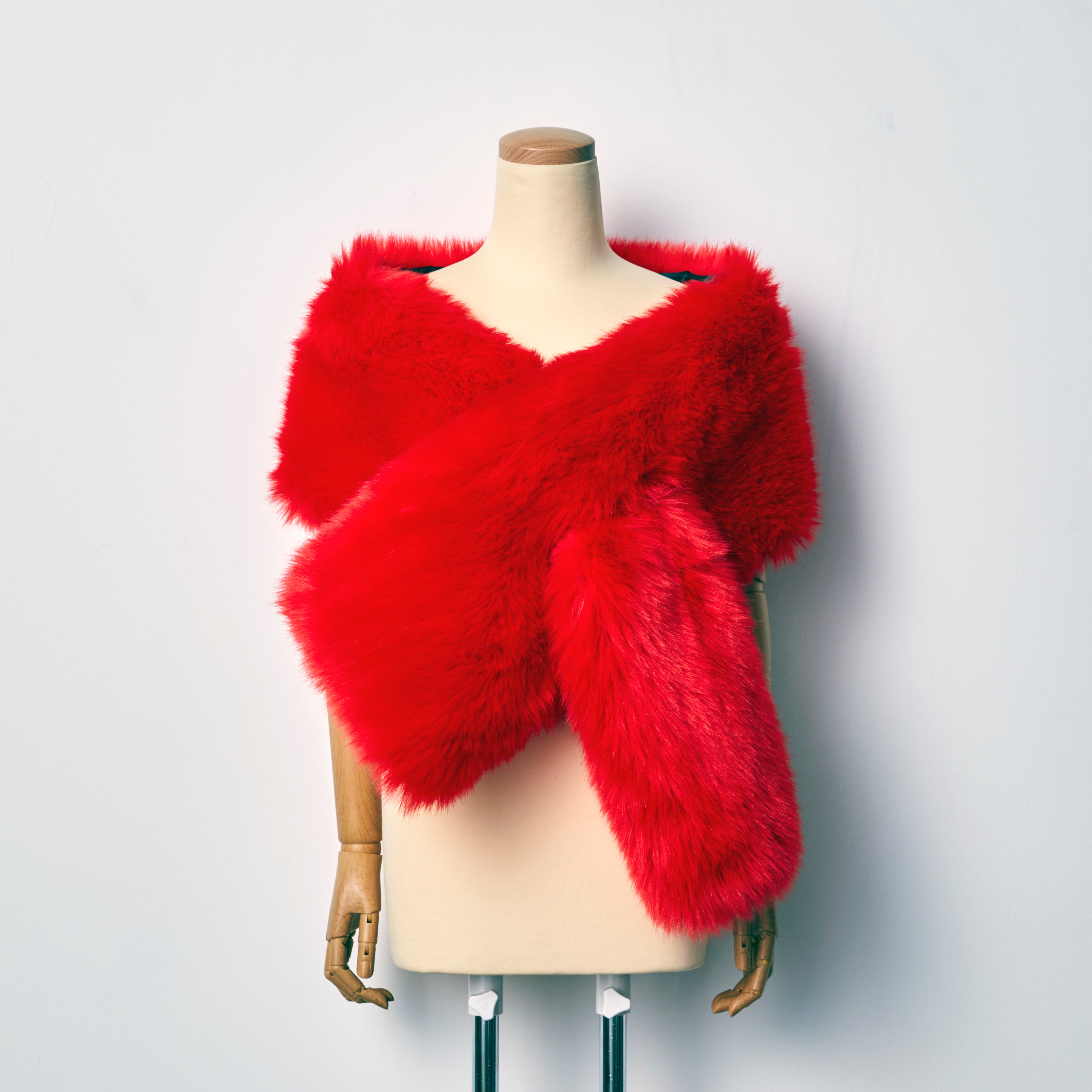 burself eco fur shawl red