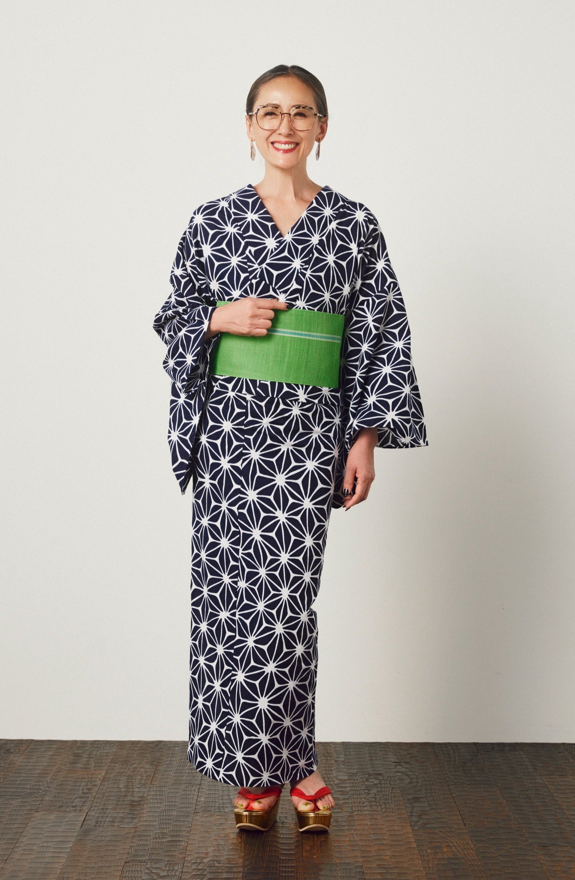 Ready-to-wear yukata "Kawari Asanoha" ladies ready-made S size Chikusen