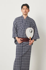 [Newly Tailored] Men's M Size Yukata Sheeting "Lattice"