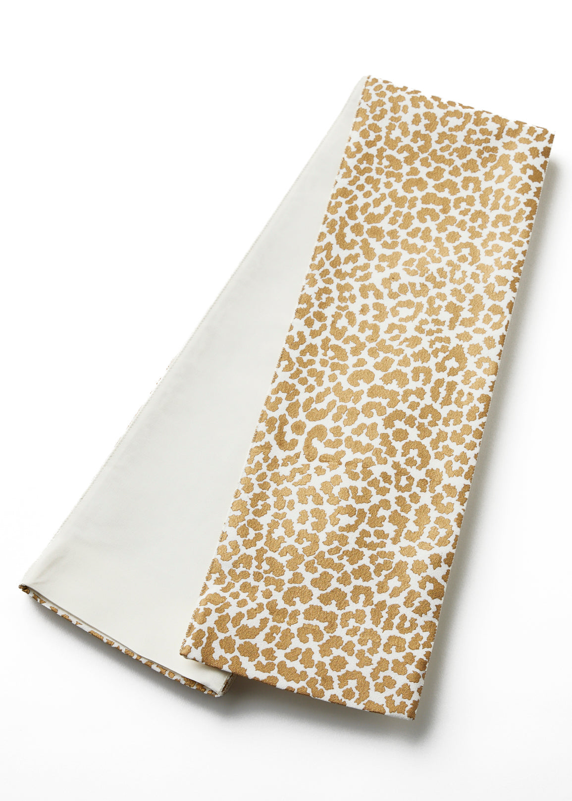 Half-width belt “leopard” KAPUKI x shaped plum: Pure silk | Gold clay