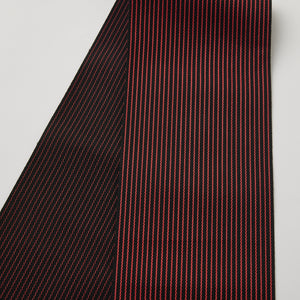 Half-width belt Nishimura Orimono 4-sun single "hemp silk" black red