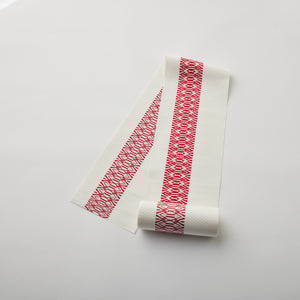 Half width belt Nishimura Orimono 4 inch single ``Refreshing'' White/Red