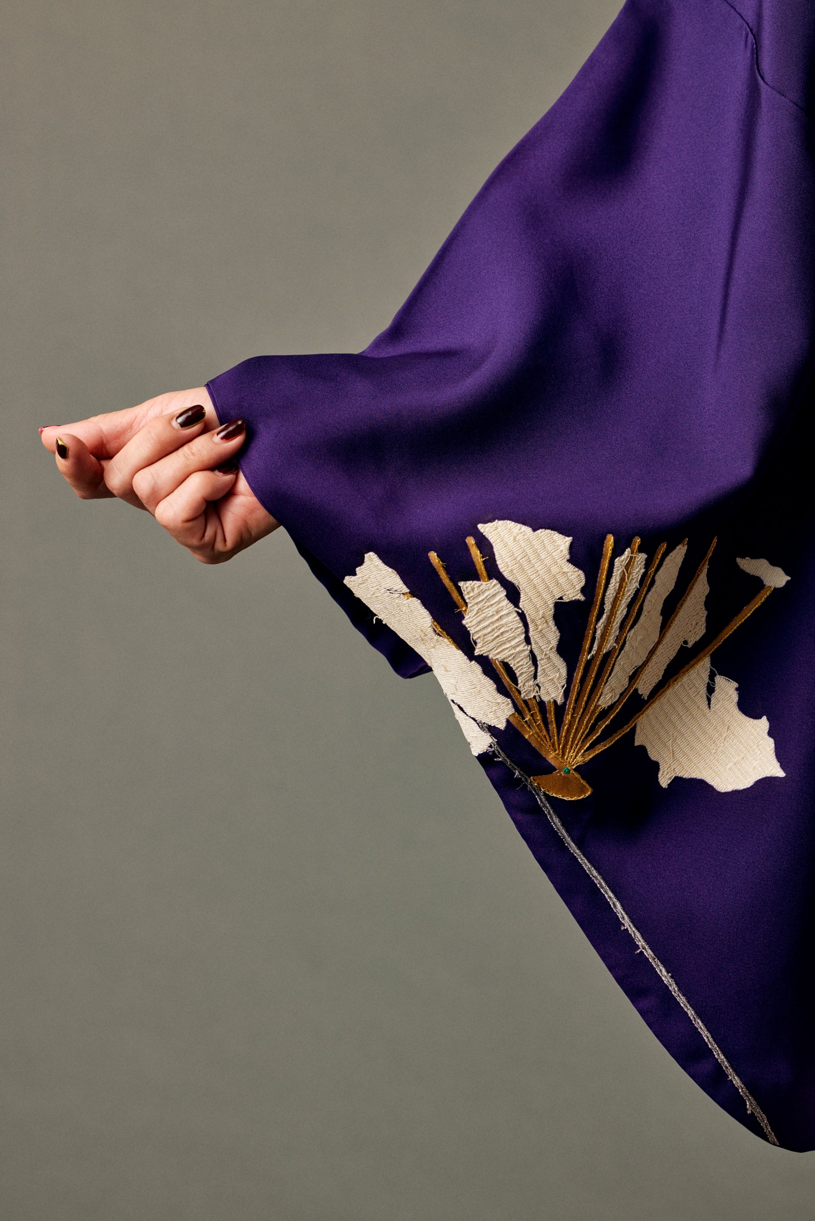 Torn fan purple (Kondaya Genbei x KAPUKI custom order): Homongi | Pure silk | Uki
