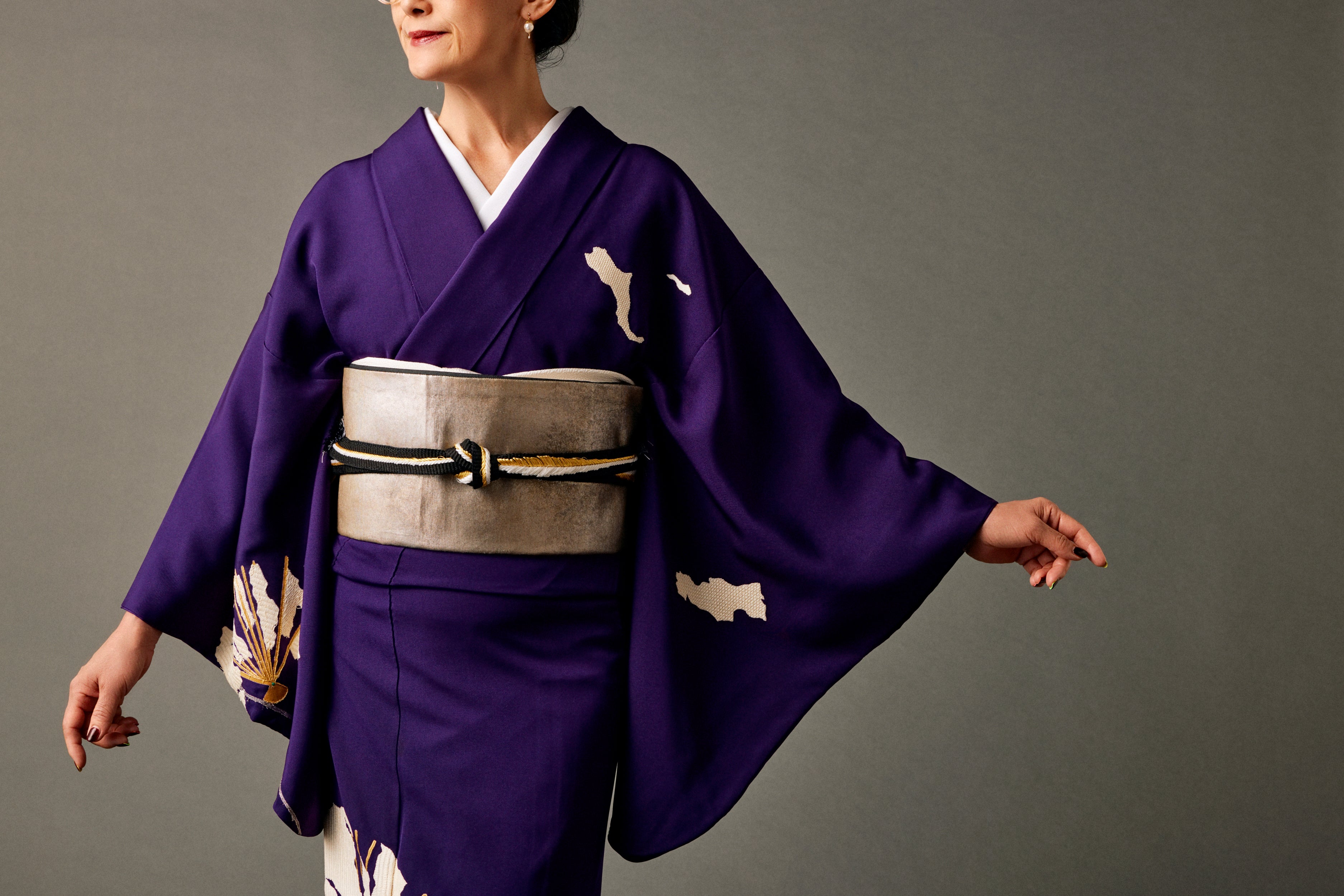 Torn fan purple (Kondaya Genbei x KAPUKI custom order): Homongi | Pure silk | Uki