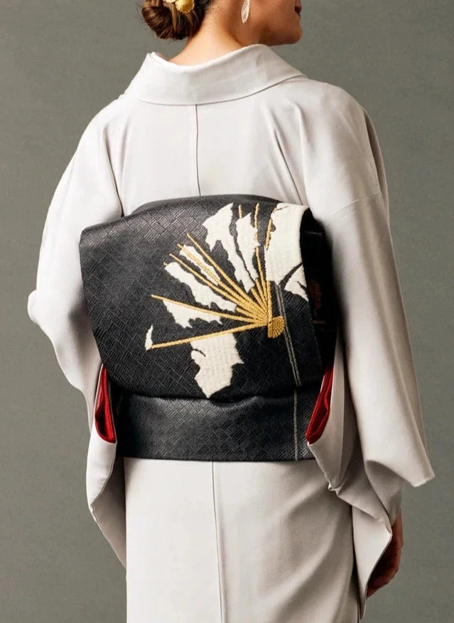 Fukuro Obi "Fudai Fudou Black" by Kondaya Genbei: Pure silk | Lacquer | Pure gold (tailoring fee included)