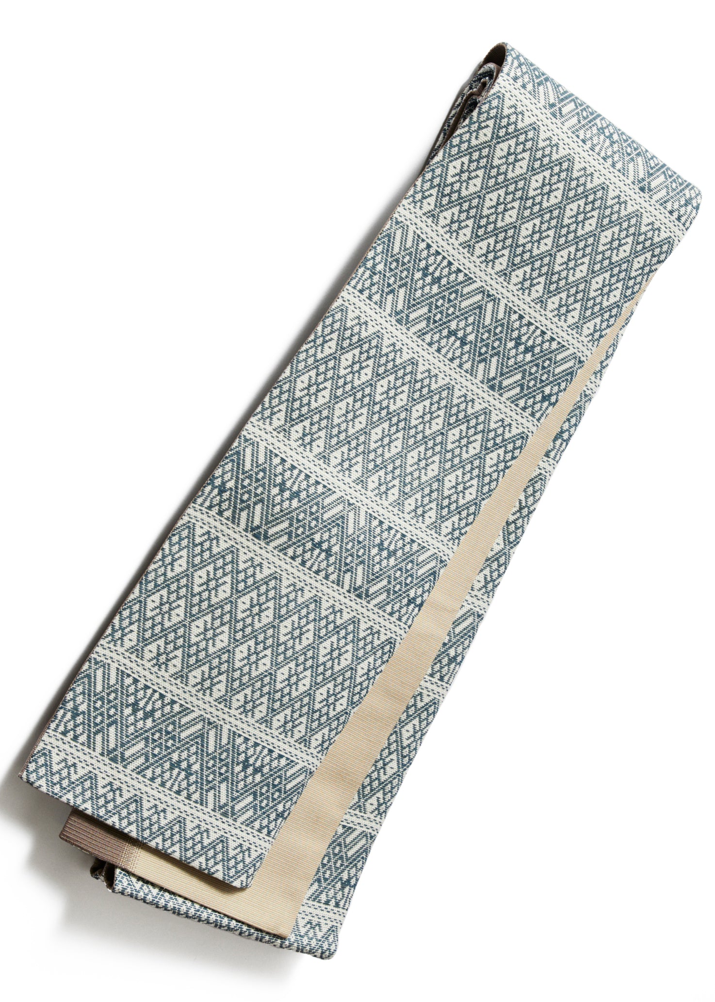 半巾帯 「菱波」： 米沢織｜紙こぎん四寸｜和紙｜正絹