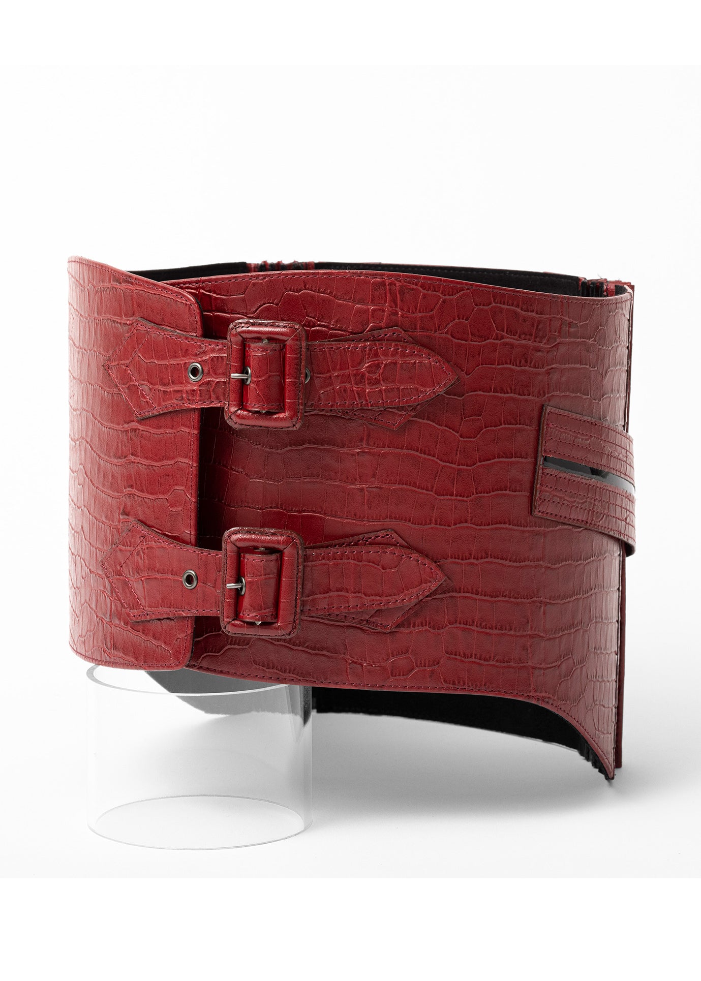 Obi belt "Croc red" leather
