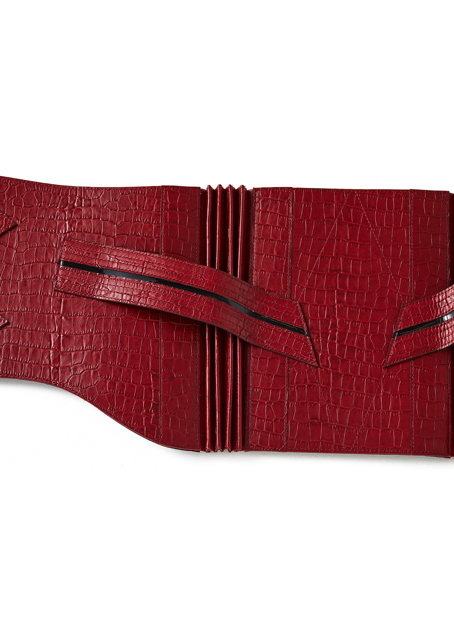 Obi belt "Croc red" leather