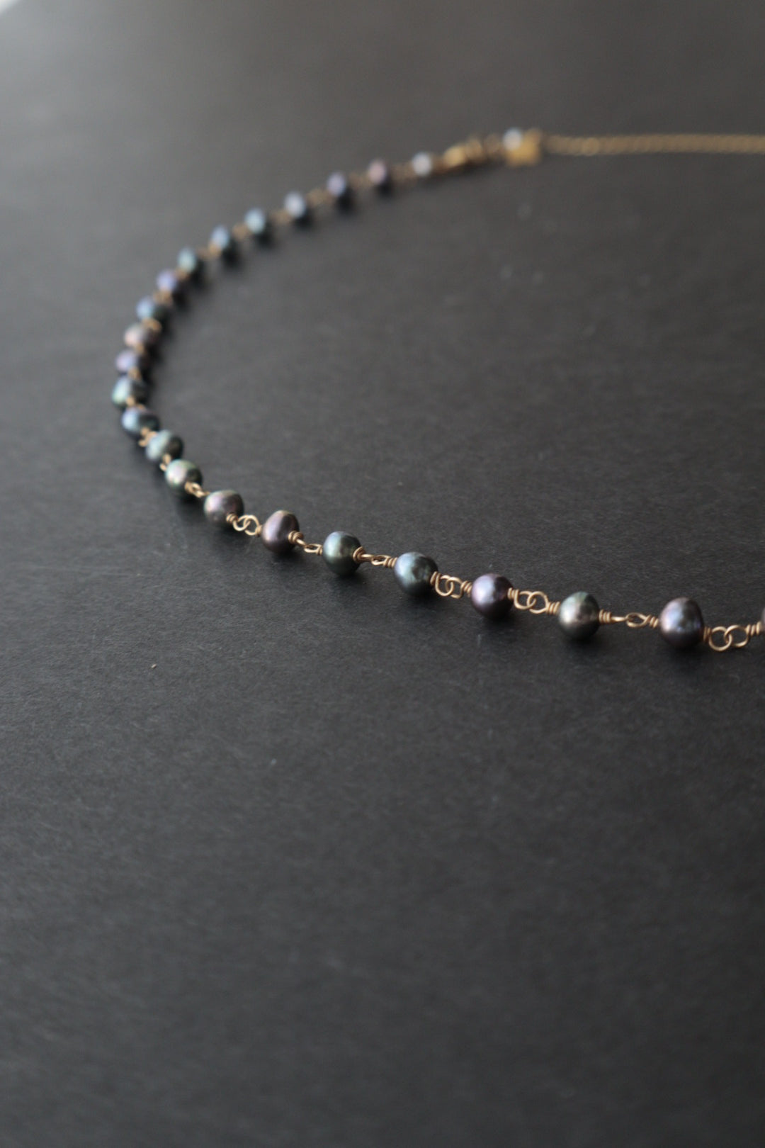 ネックレス｜ハーフパールネックレス ブラックパール小｜ecoRAL