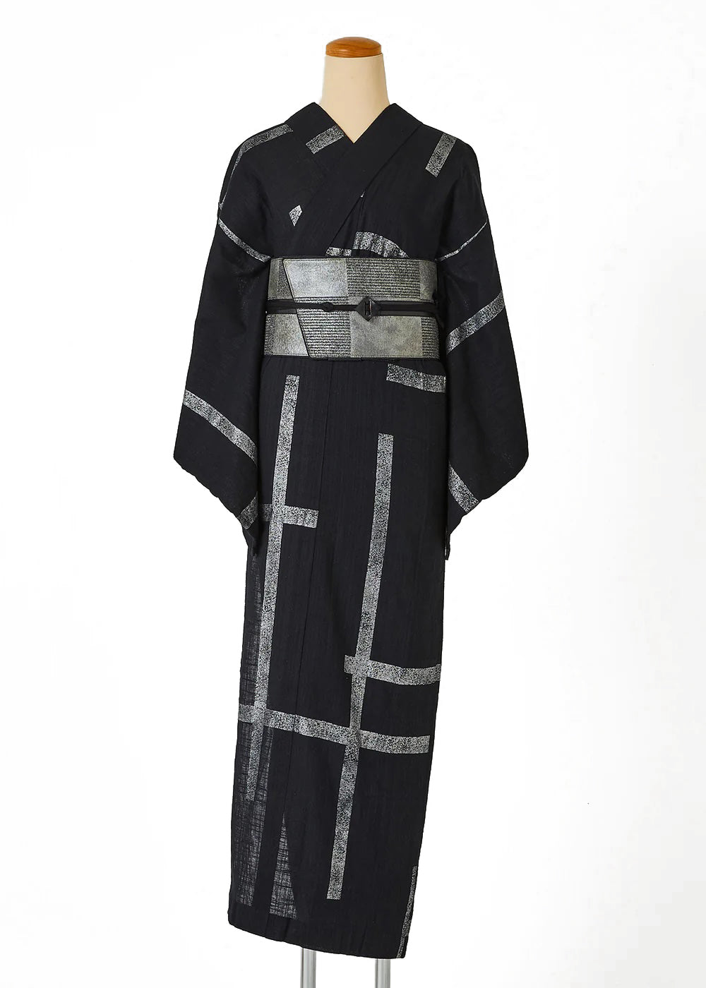 Yukata Hondaya Genbei "Torn Lattice" Black Vintage Foil