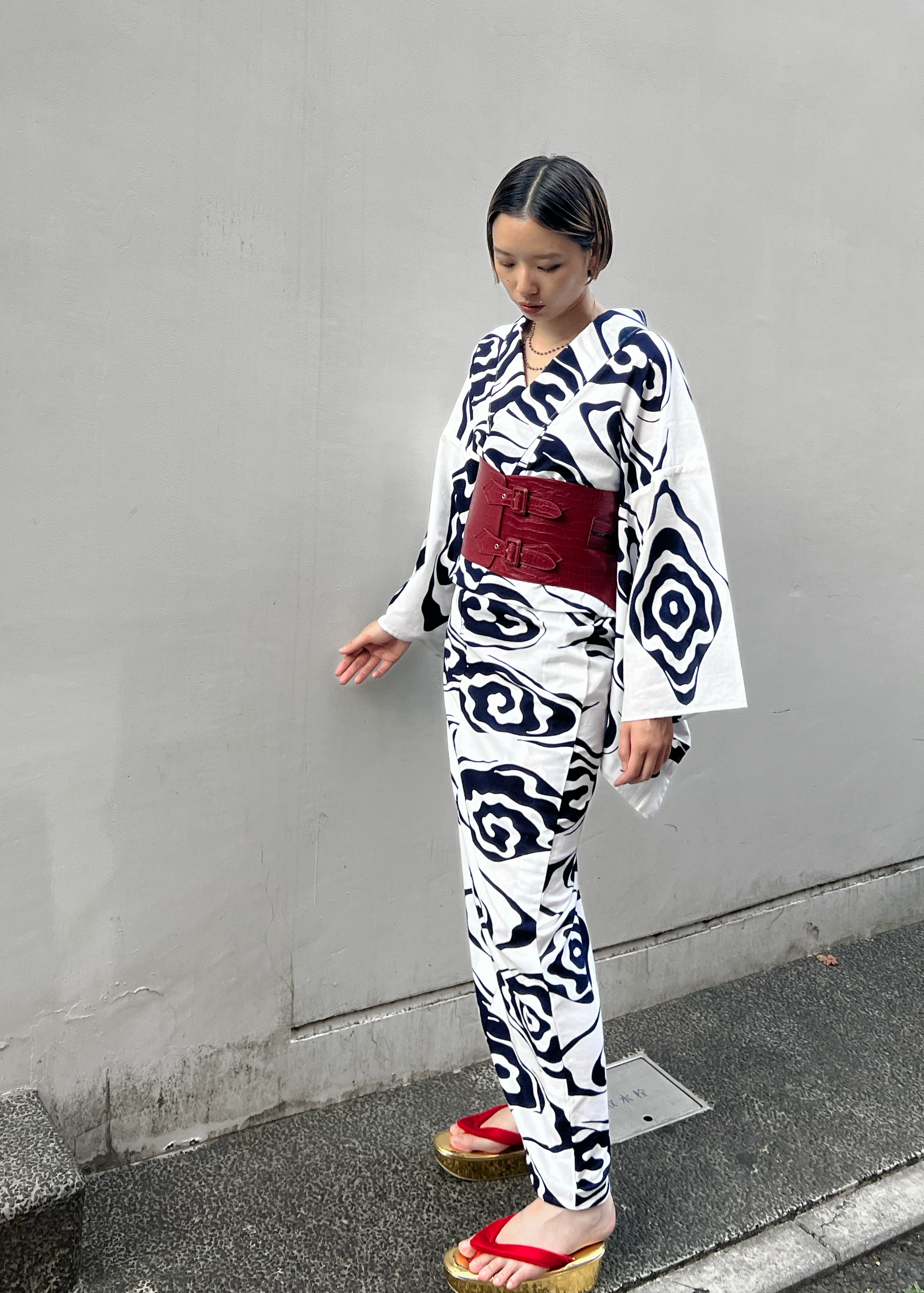 Auspicious Clouds Navy Blue (KAPUKI Original): Yukata