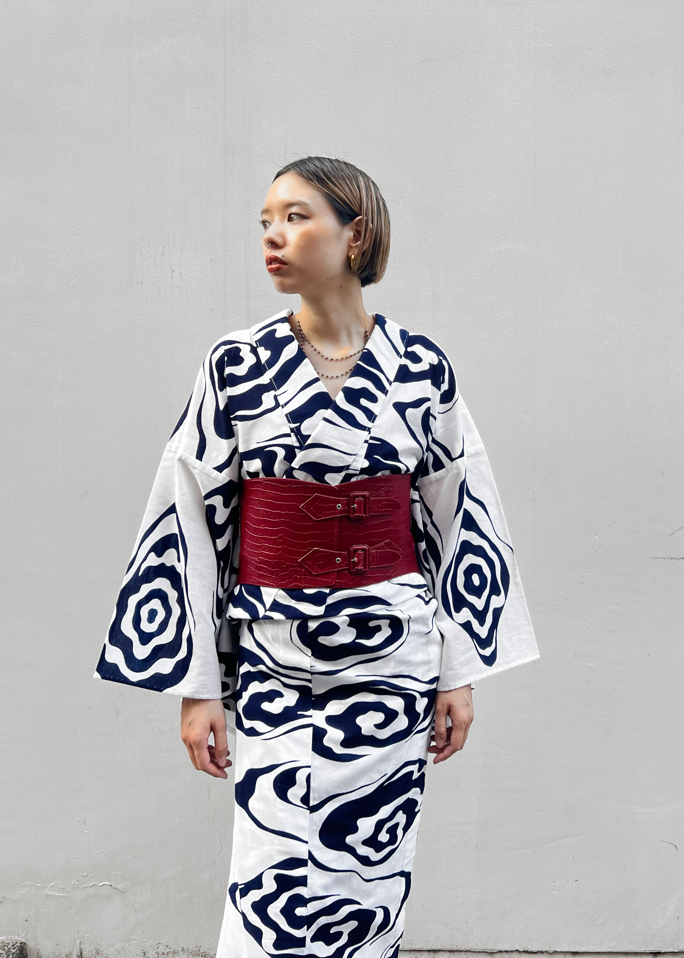 Auspicious Clouds Navy Blue (KAPUKI Original): Yukata