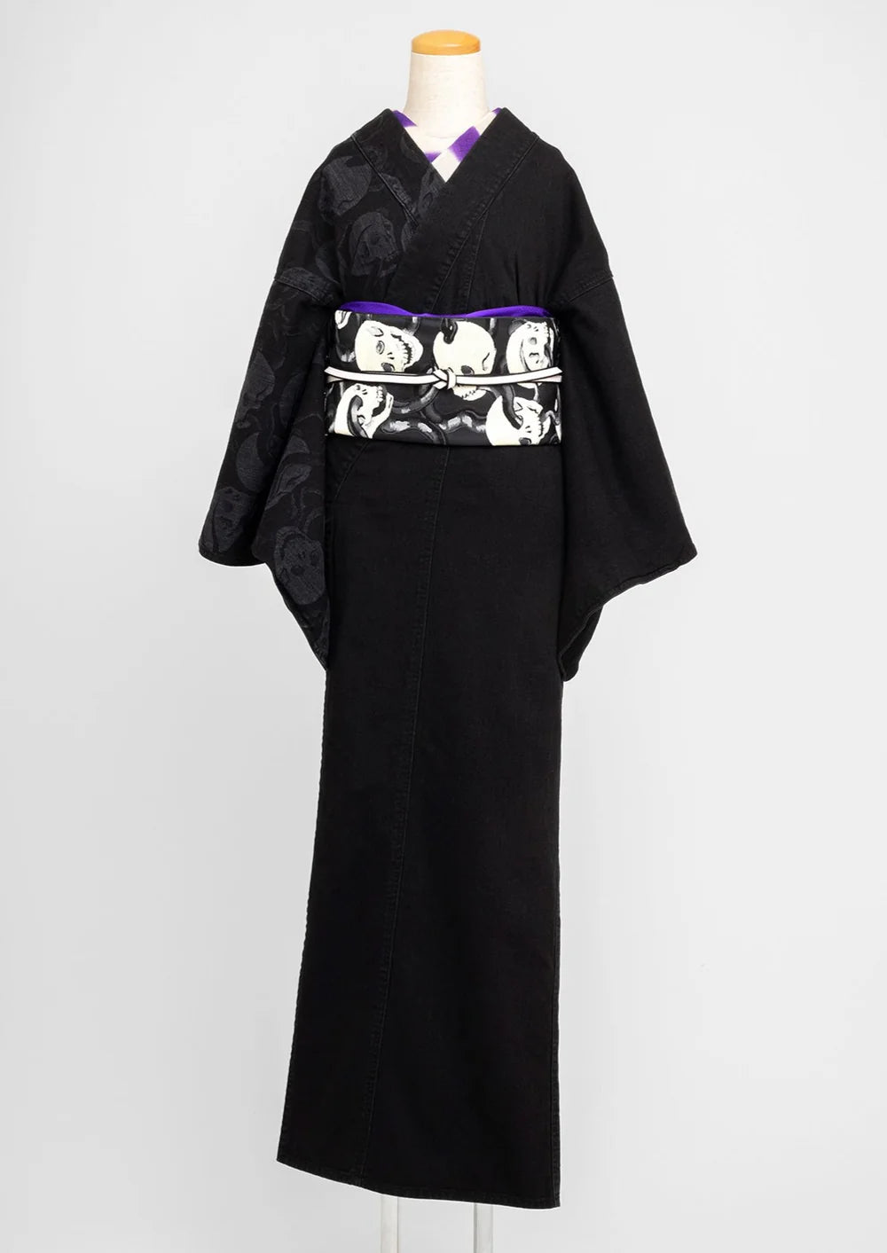 Snake and skull (KAPUKI x Kondaya Genbei): Fukuro obi (silk) (tailoring included)