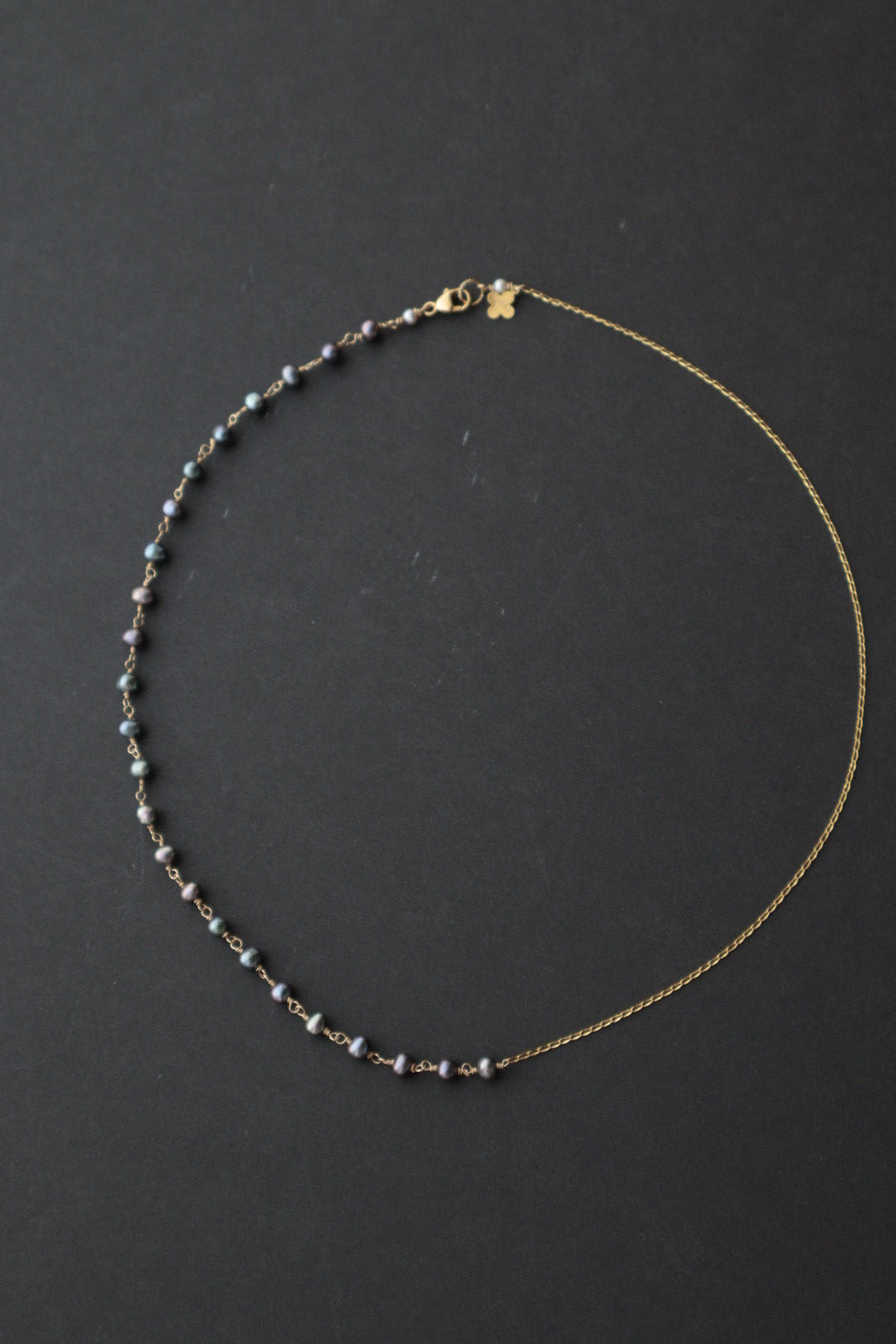 ネックレス｜ハーフパールネックレス ブラックパール小｜ecoRAL