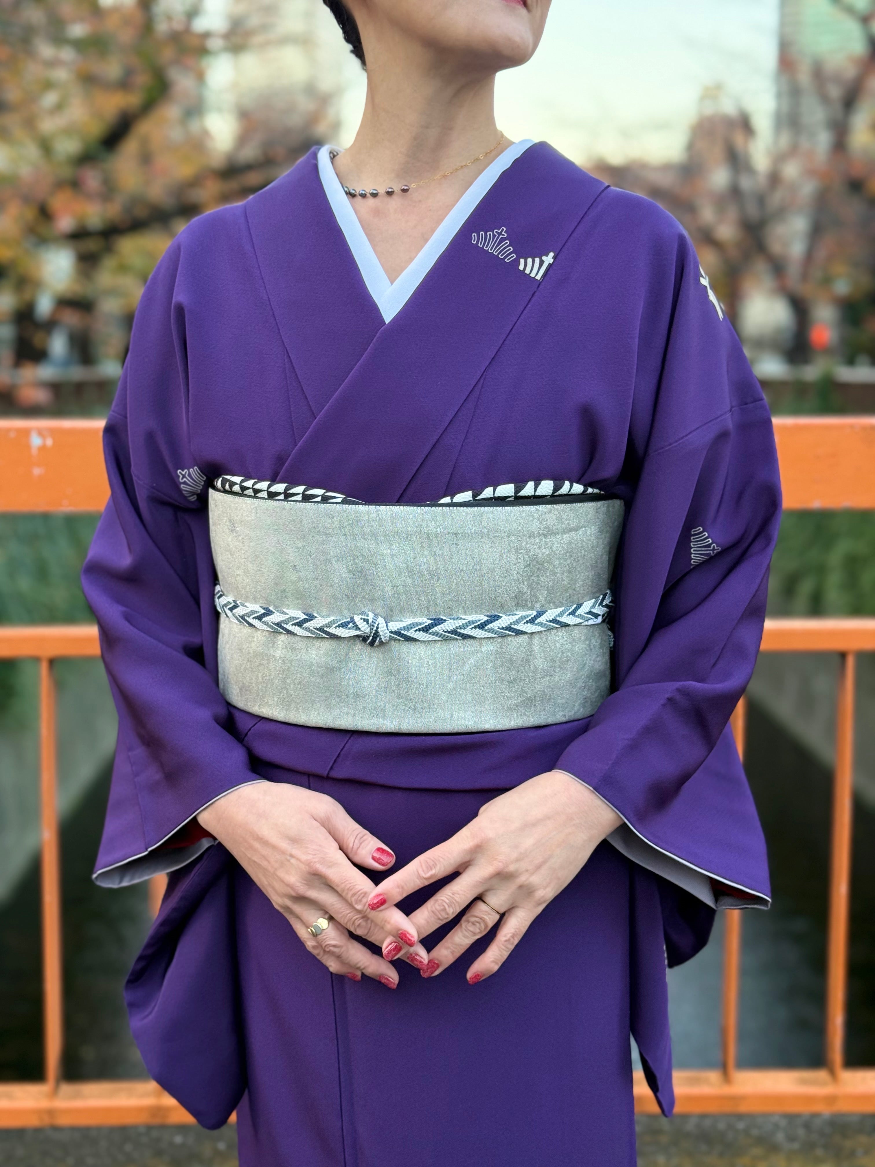 Small pattern dragon circle (Komutaya Genbei): pure silk | silver foil