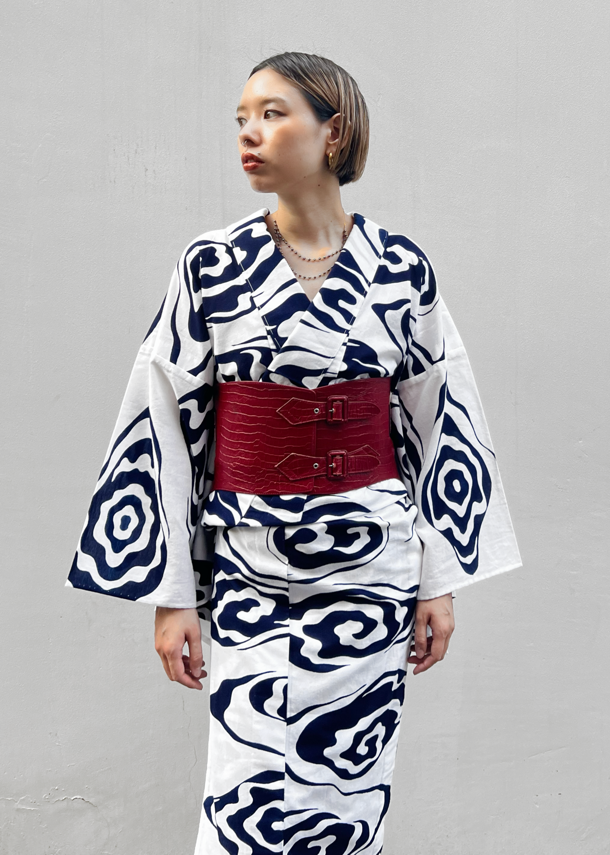 Auspicious Clouds Navy Blue (KAPUKI Original): Yukata