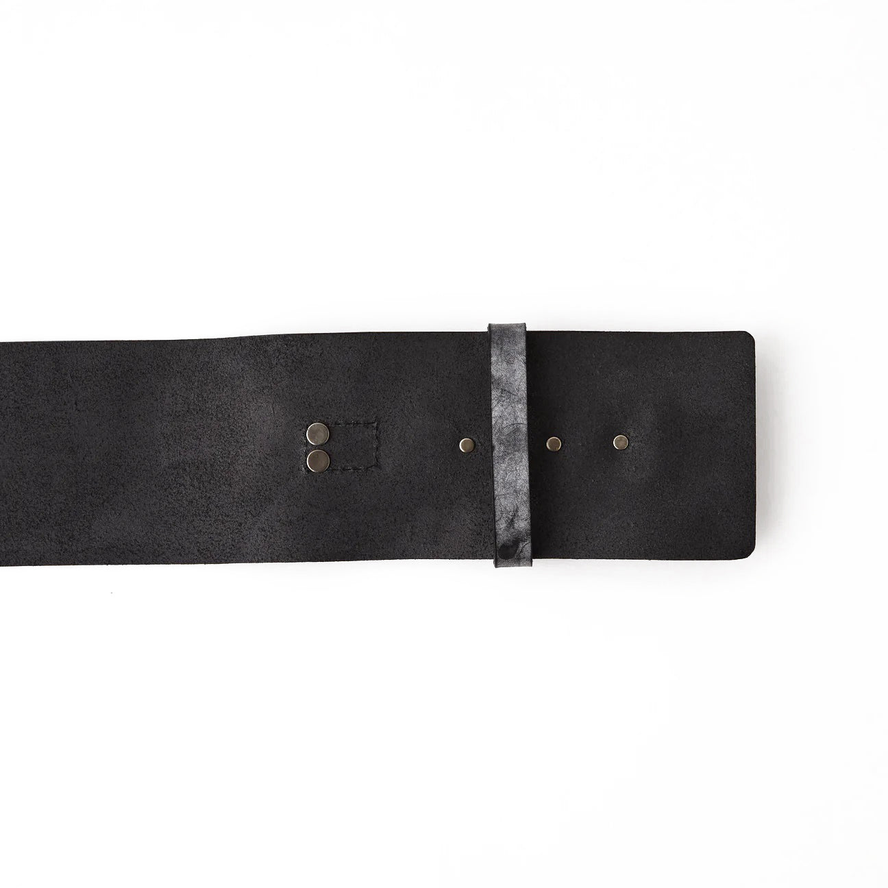 Aging leather black: Men's obi belt | Leather type