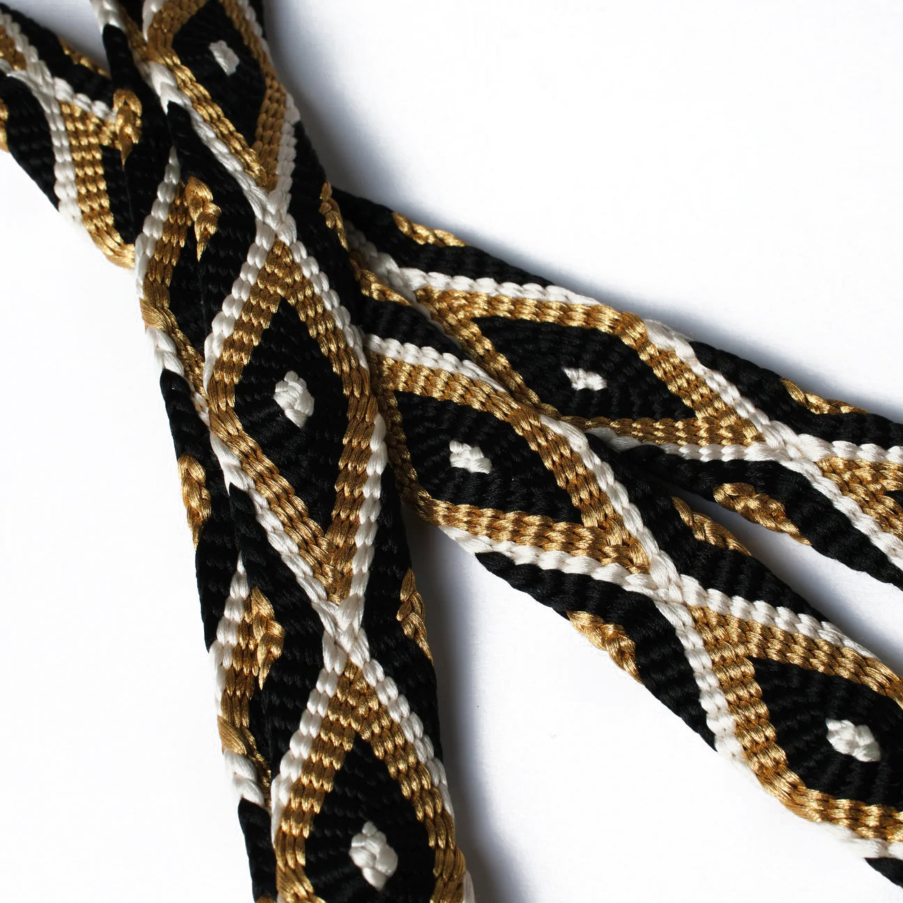 Obijime Plain Weave ``Rhombus Black Gold''