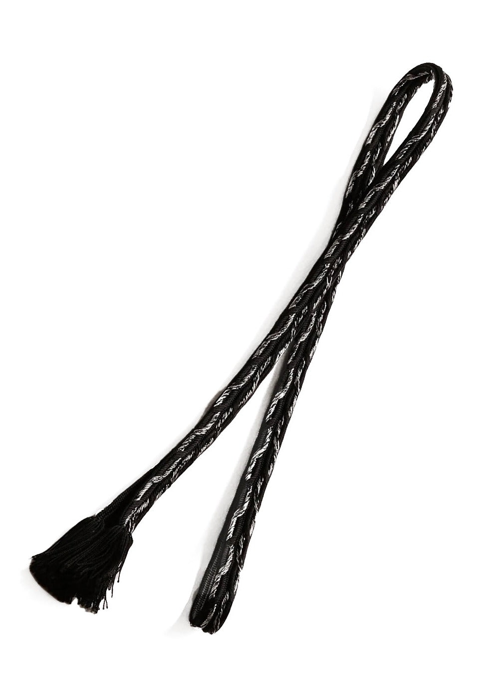 KAPUKI custom made obijime plain weave "arrow pattern black silver"