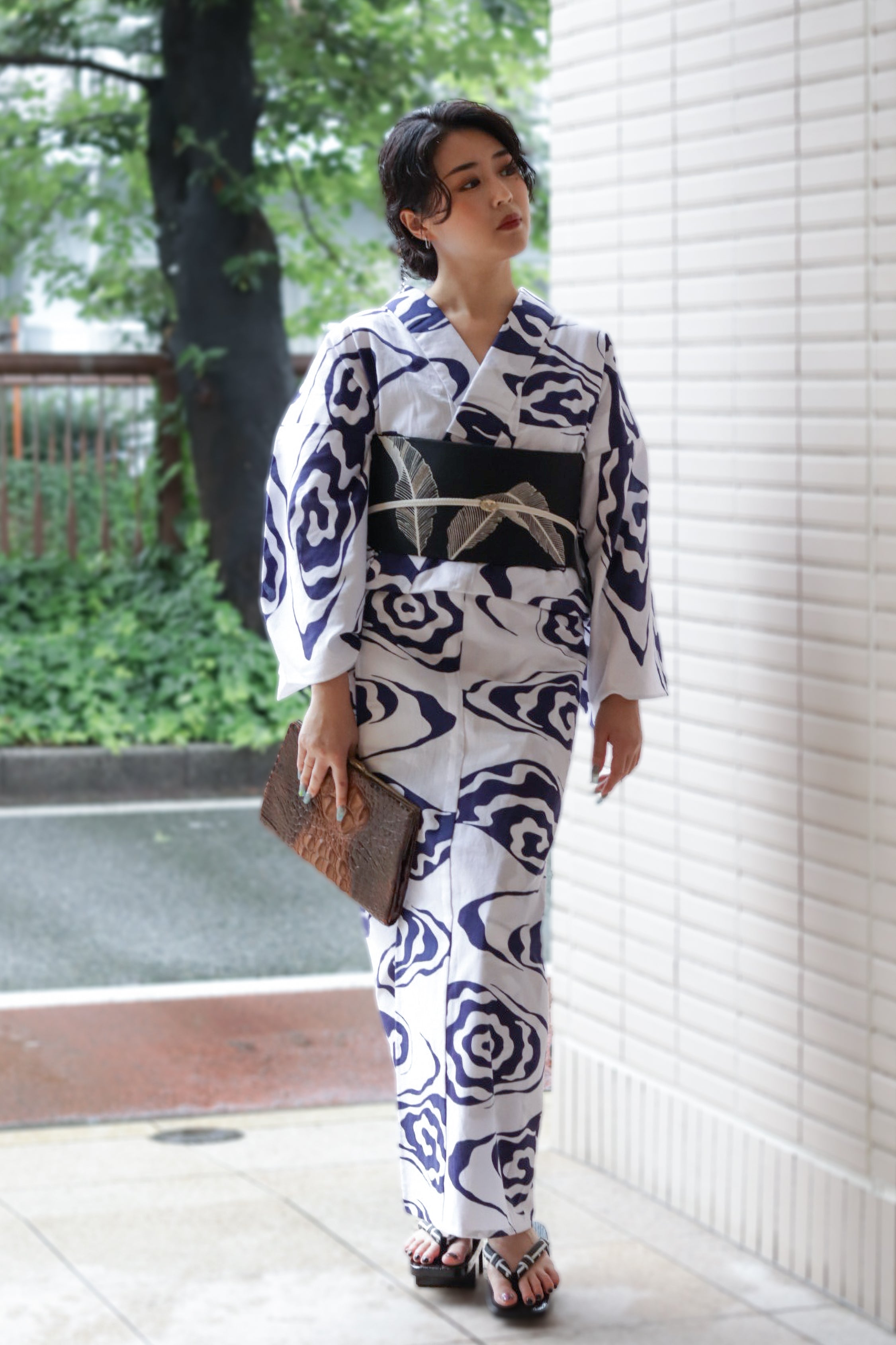 仕立て上り］名古屋帯｜夏帯｜芭蕉 黒／金糸｜松寿苑
