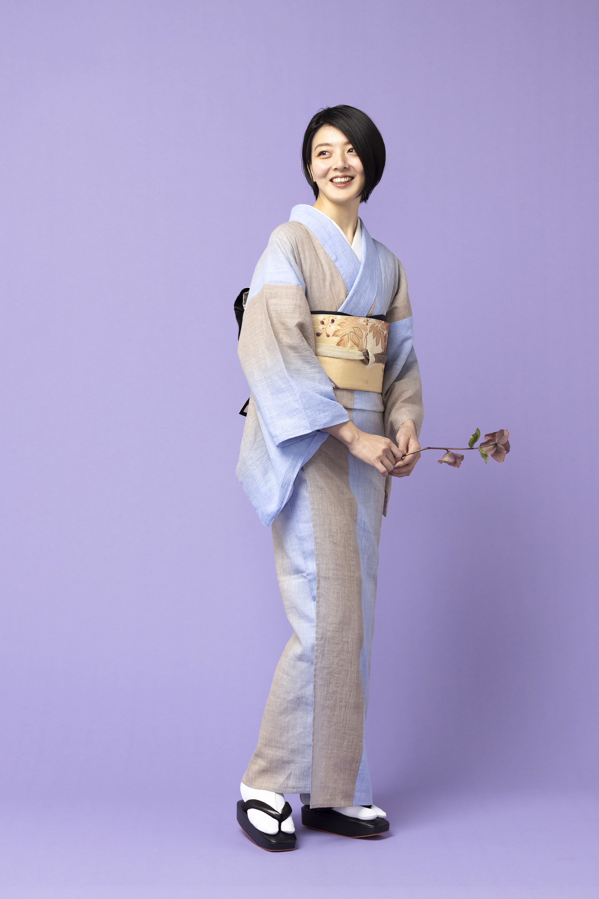 Gradation Omijiji beige light blue (SLADKY): Single garment | Linen | Cotton