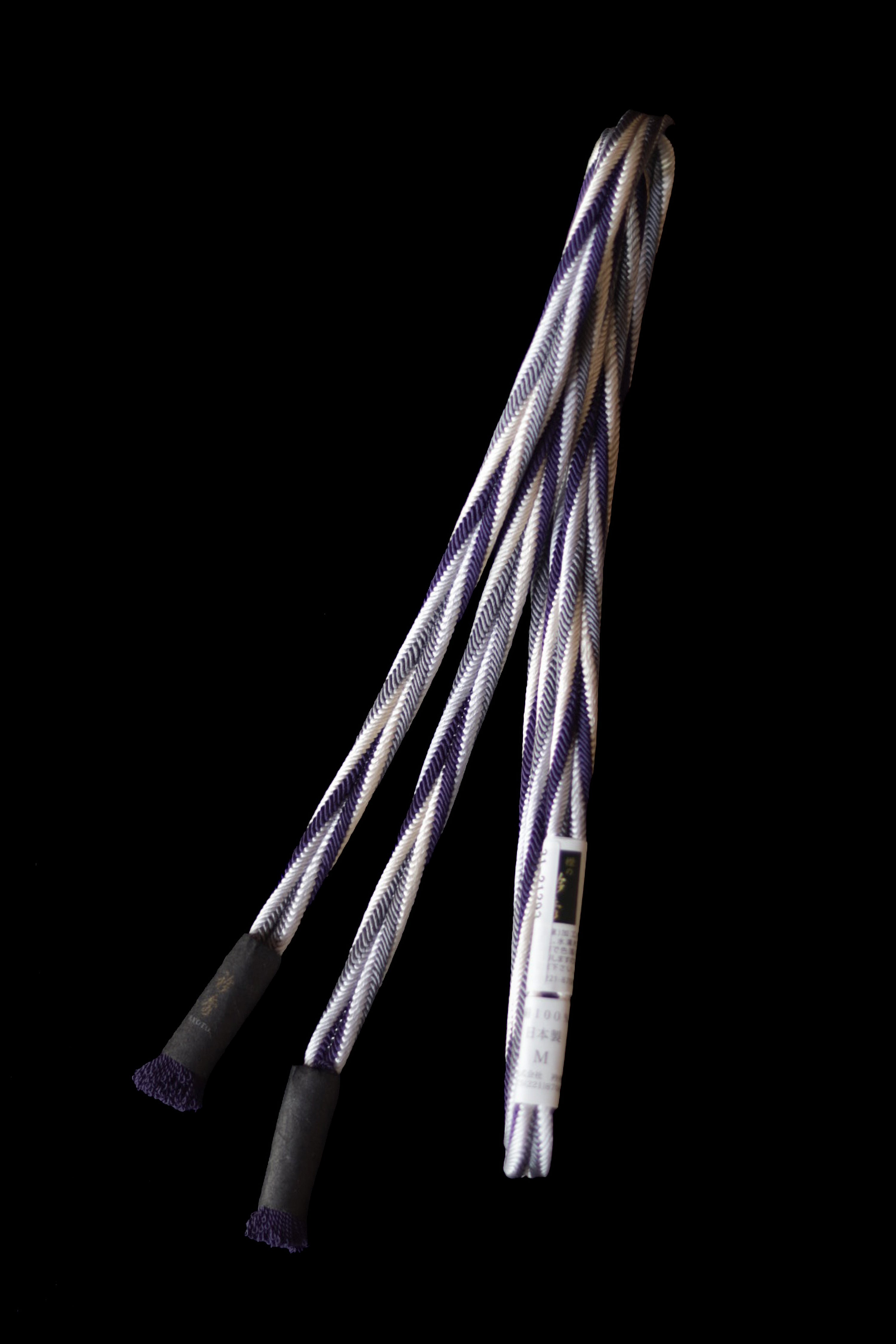 Obijime (sash band) with four twists, purple, gray, and white, by Erihide