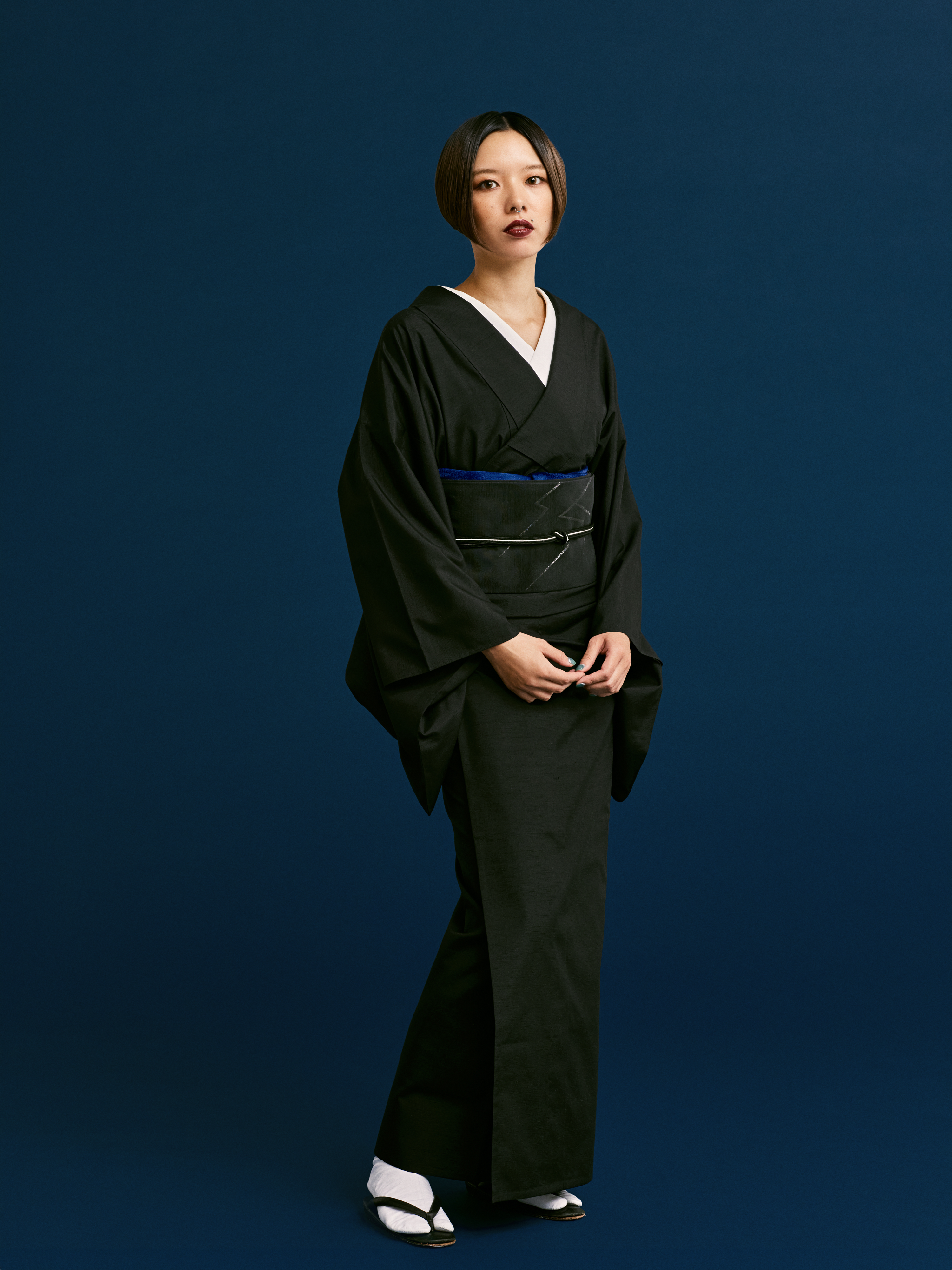 Hibiki Black: Juyo Tsumugi | Yonezawa Ori | Pure Silk | Single Clothes | Uki