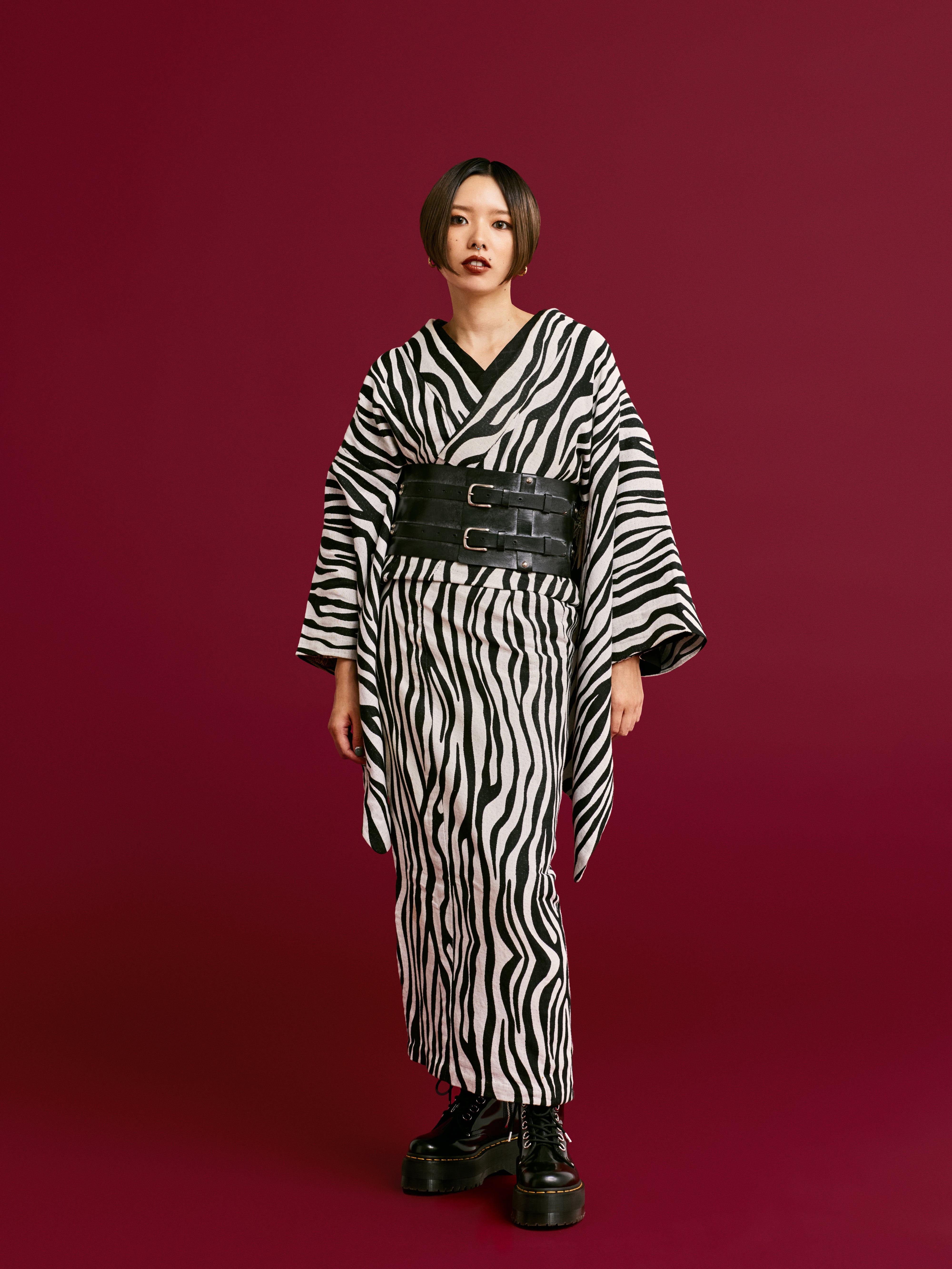 Zebra monotone: rice weave small pattern | cotton | kimono | single robe