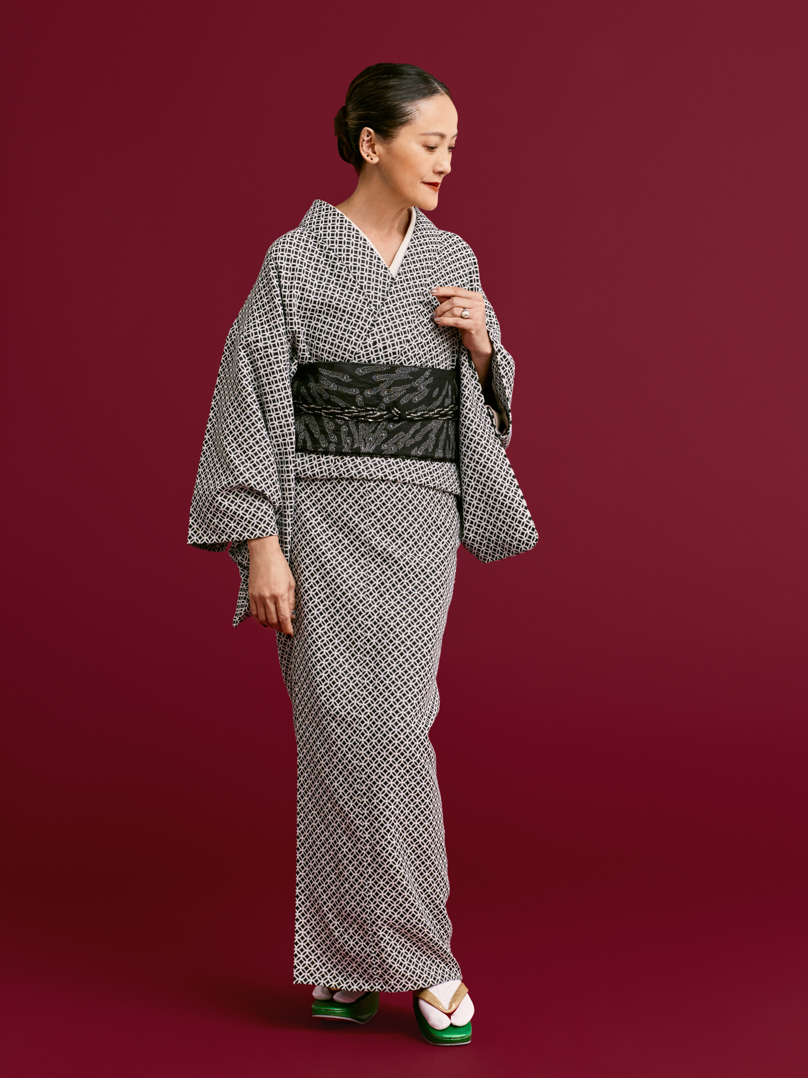 Cloisonne monotone (KAPUKI special order): Rice weave small pattern | Cotton | Kimono | Single robe