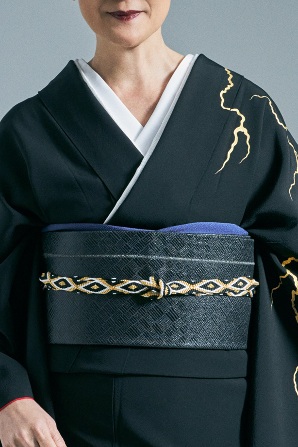 Chirimen Blue KAPUKI special color (Erihide): Obiage | Pure silk