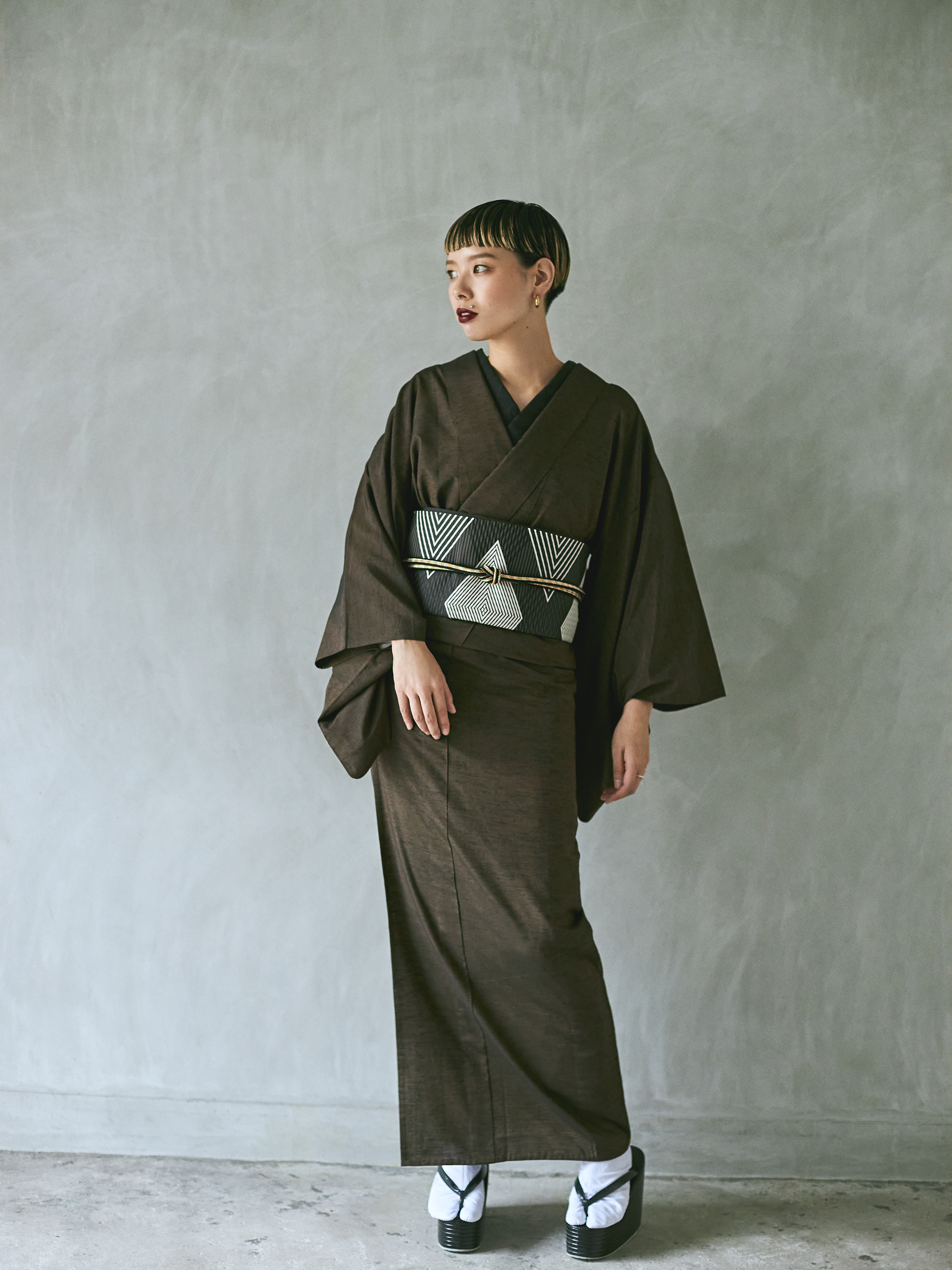 Fabric Yonezawa Ori Juyo Tsumugi “Hibiki” Brown