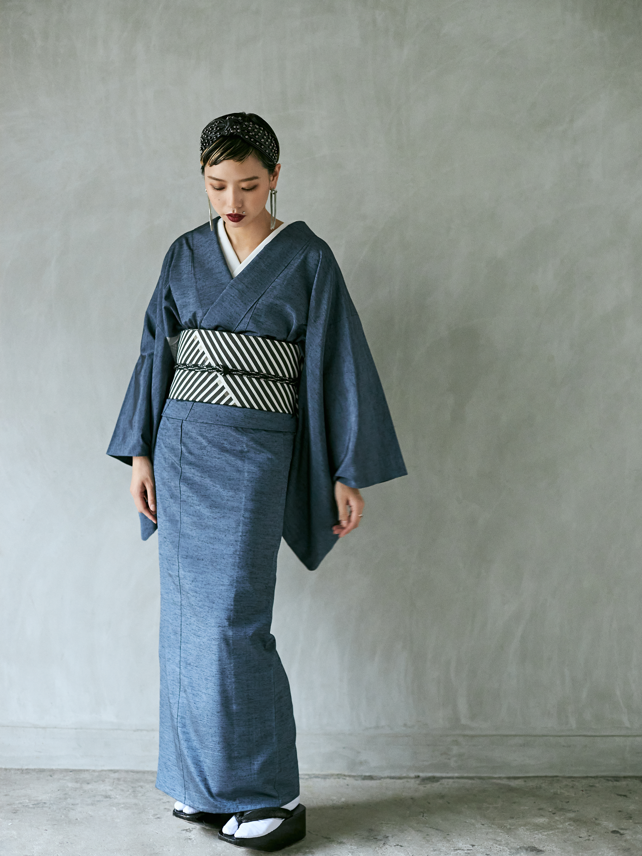 Fabric Yonezawa Ori Juyo Tsumugi "Hibiki" Blue