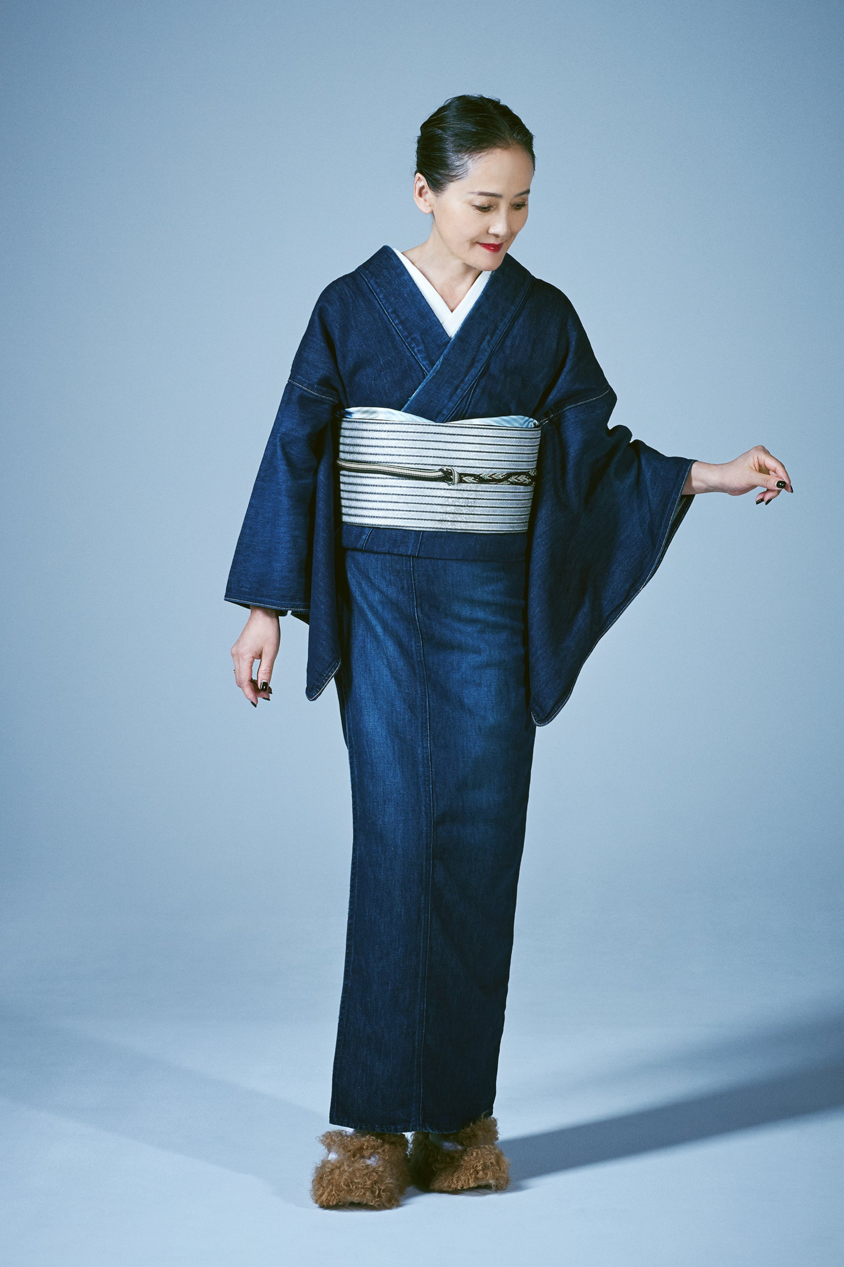 Cotton Linen 1YR Ladies' Cotton Linen (KAPUKI Original): Denim Kimono