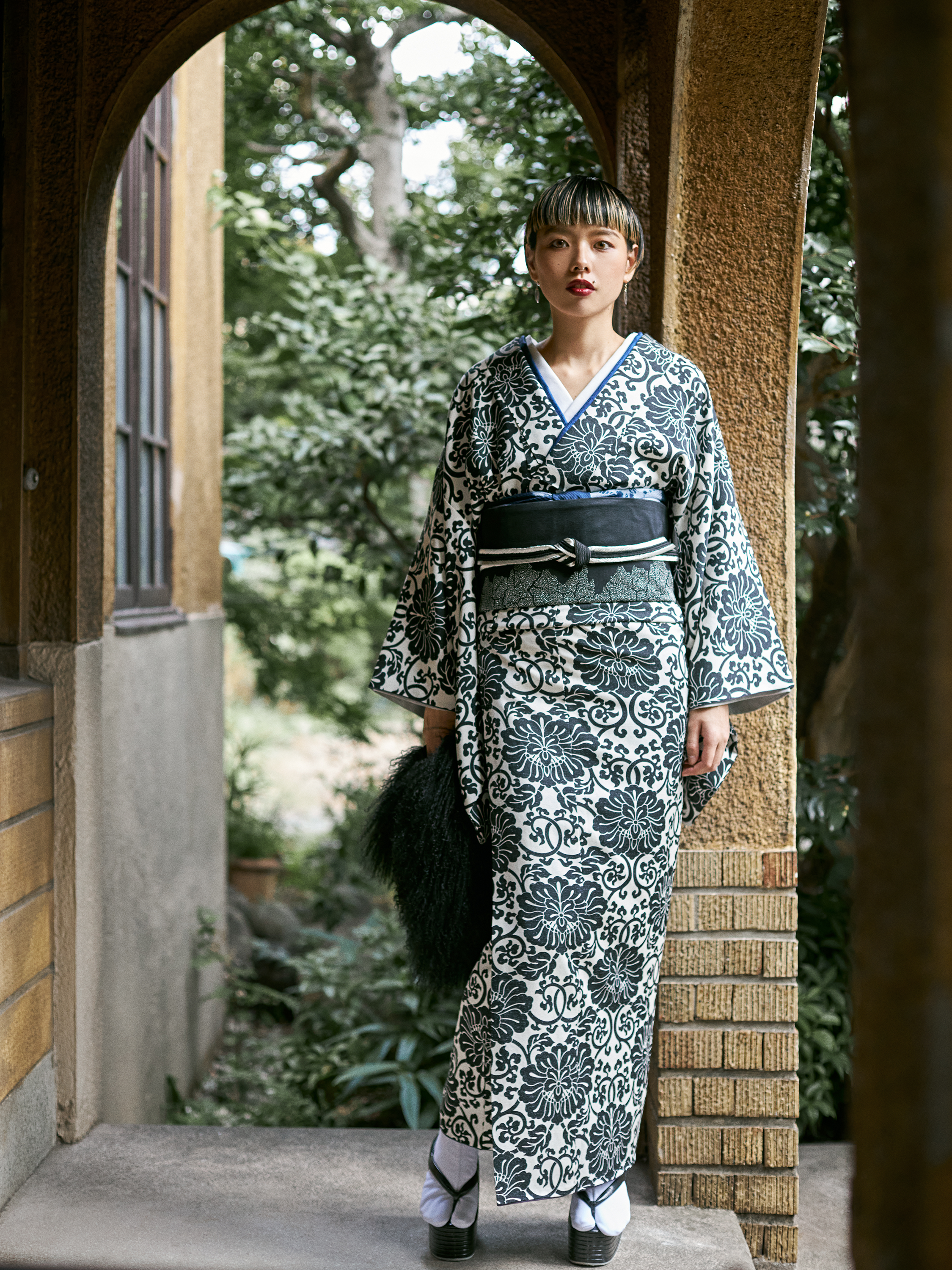 Silk Mayo Tae "Peony Arabesque" Genbei Kondaya: Silk | Hemp cloth | Single robe | Undercover