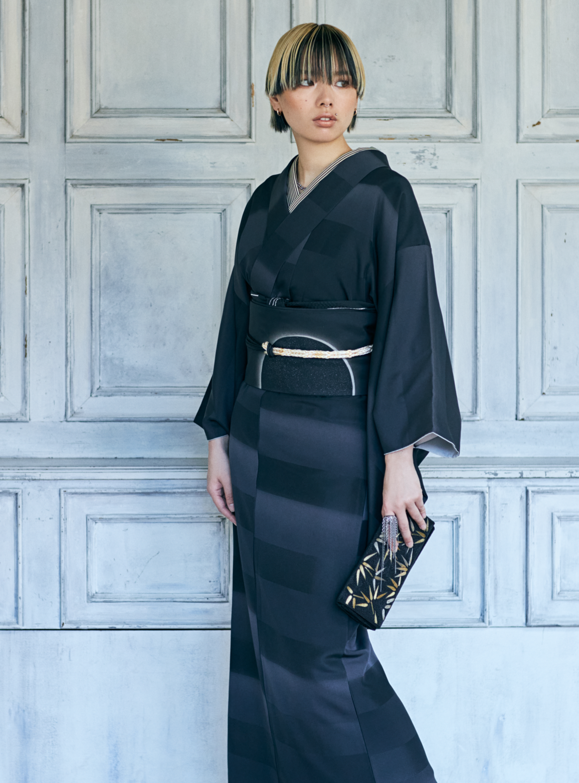 Lacquer horizontal step: small pattern | pure silk | single robe | underskirt | kimono