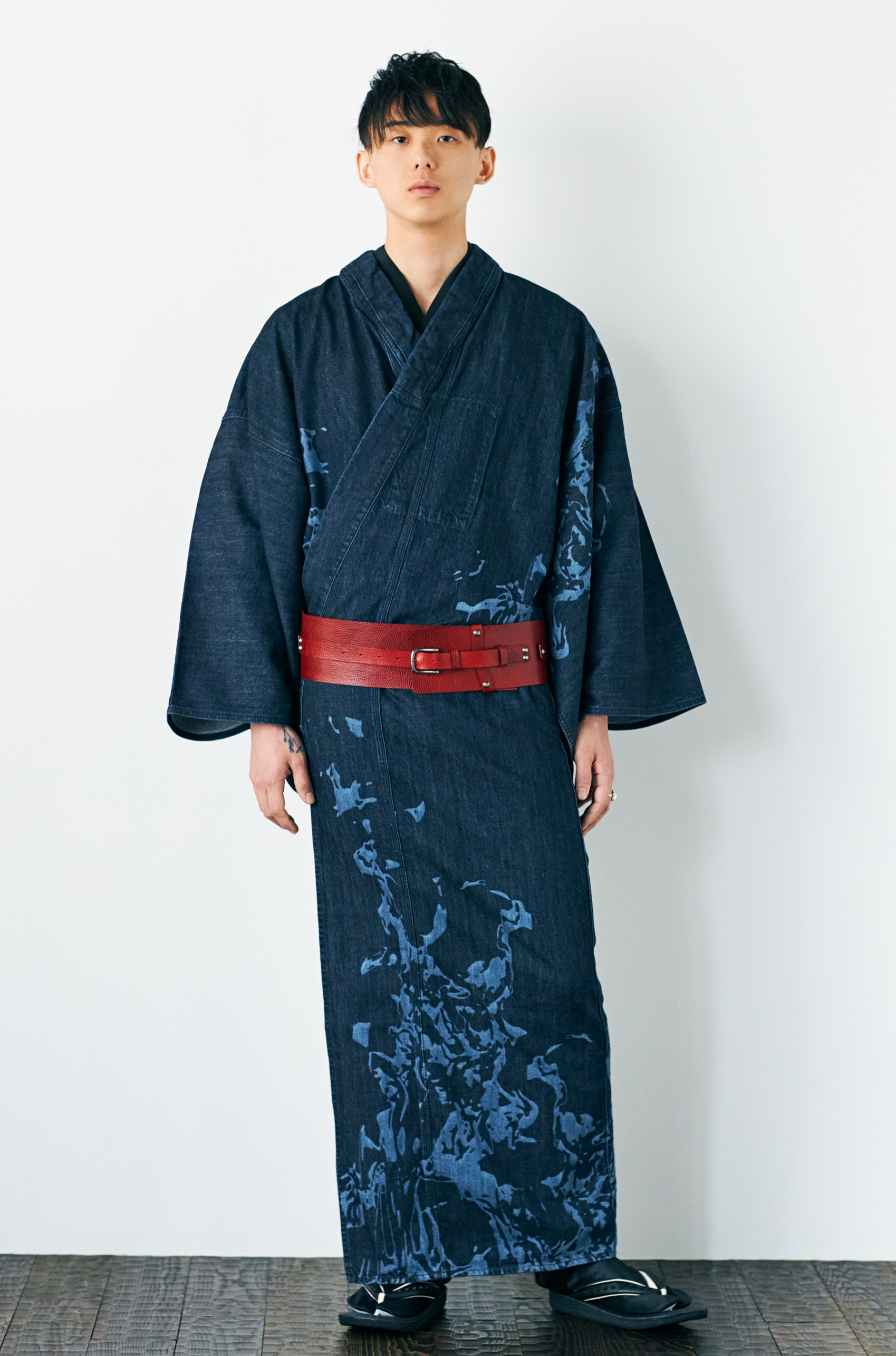Flame Crest Men's: Denim Kimono KAPUKI Original