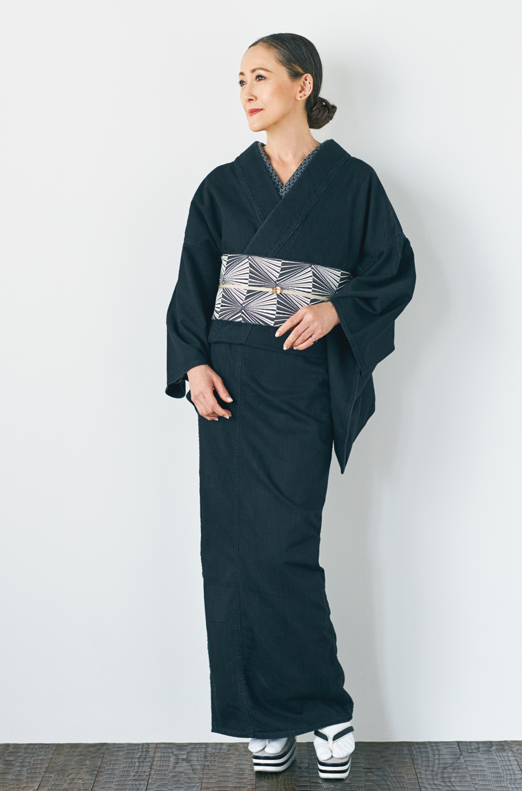 KAPUKI original denim kimono black lady