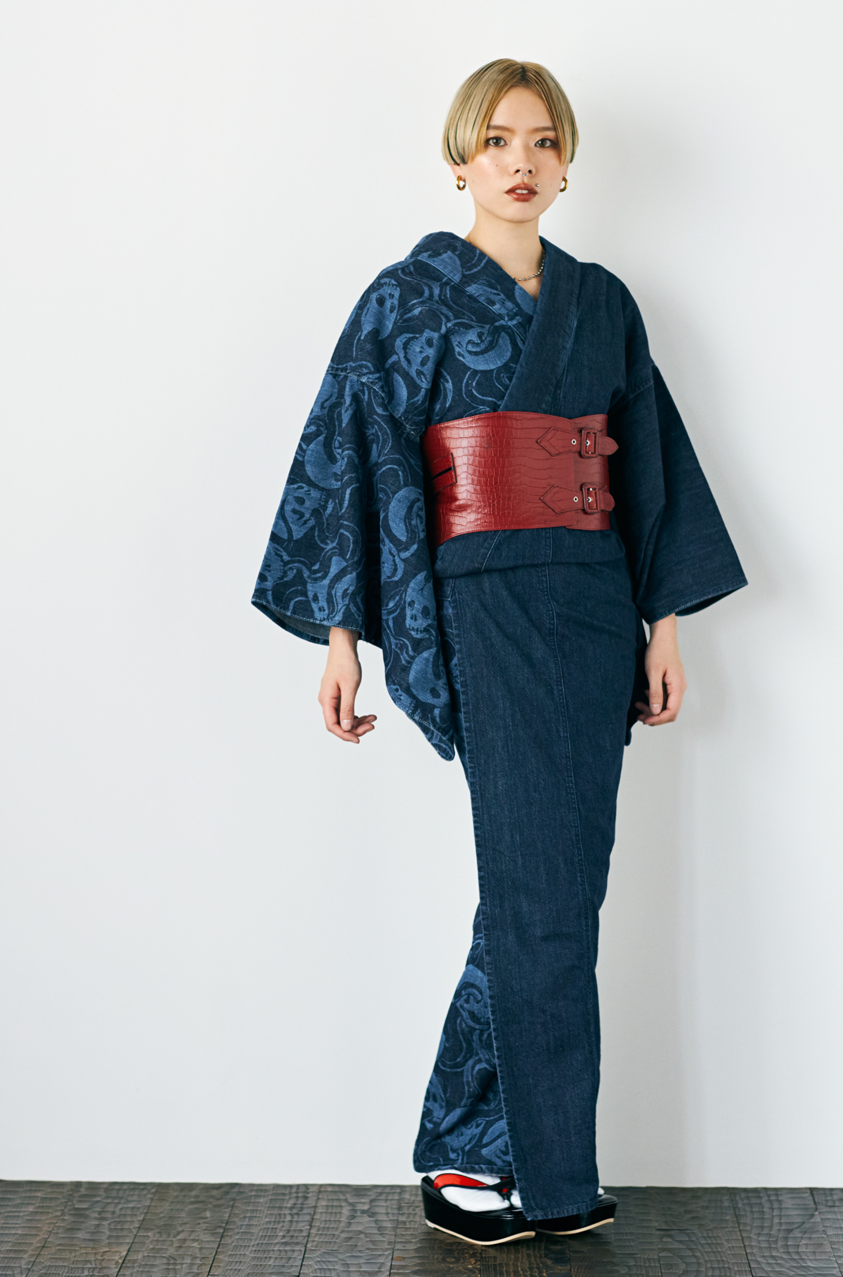 KAPUKI Original Denim Kimono Snake and Skull 1yr Women's Indigo