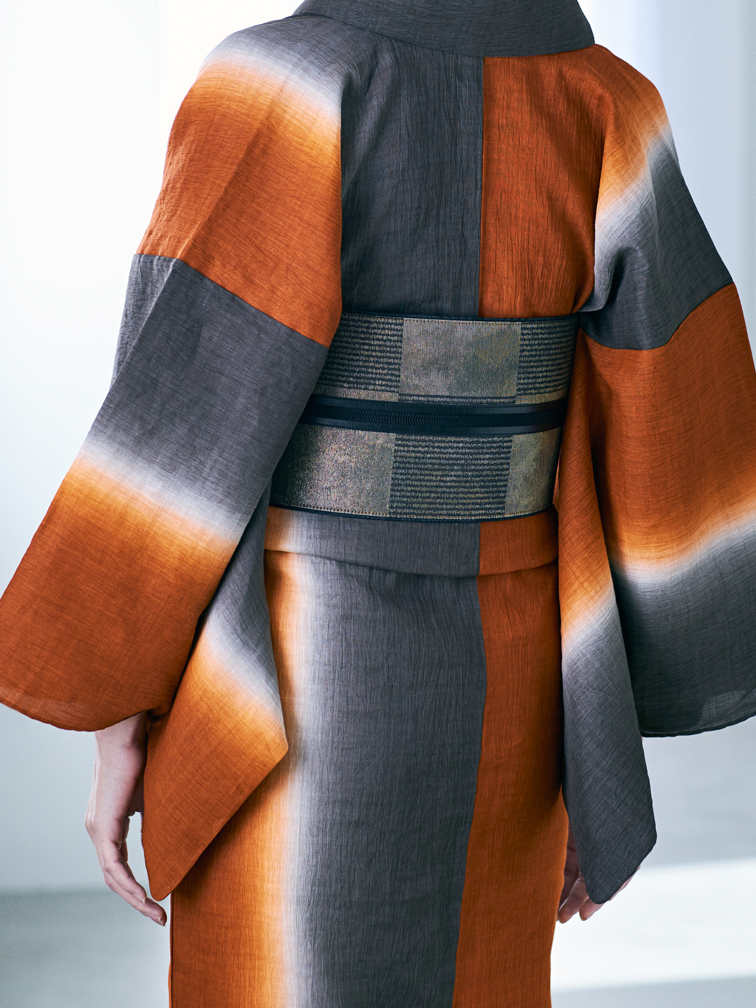 [Made to Order] Obi Belt | Gold Leaf Checkered Pattern | KAPUKI | Nishijin Weave | Pure Silk