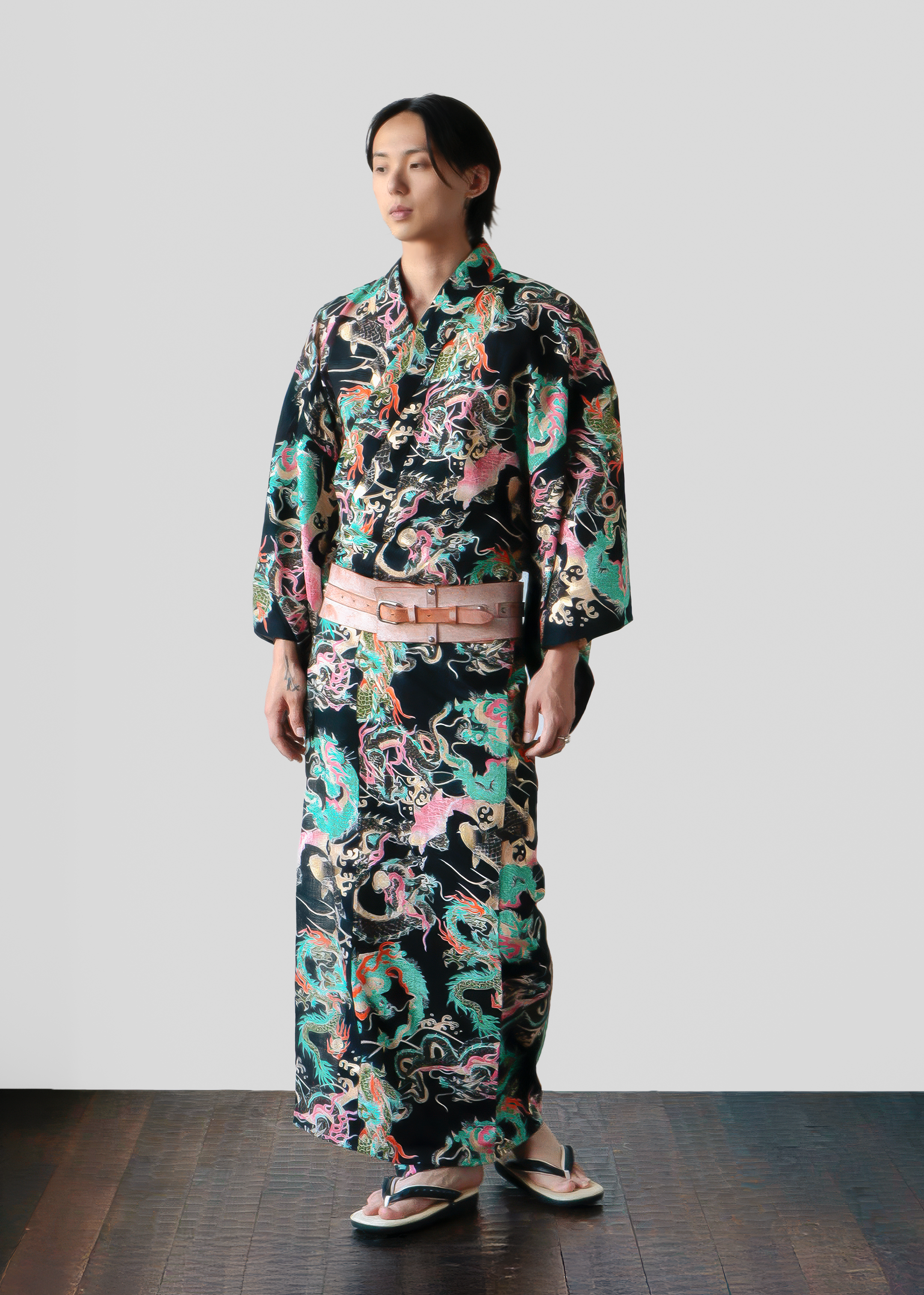 [Men's Ready-to-Wear] Dragon Dance Emperor Black: Yukata