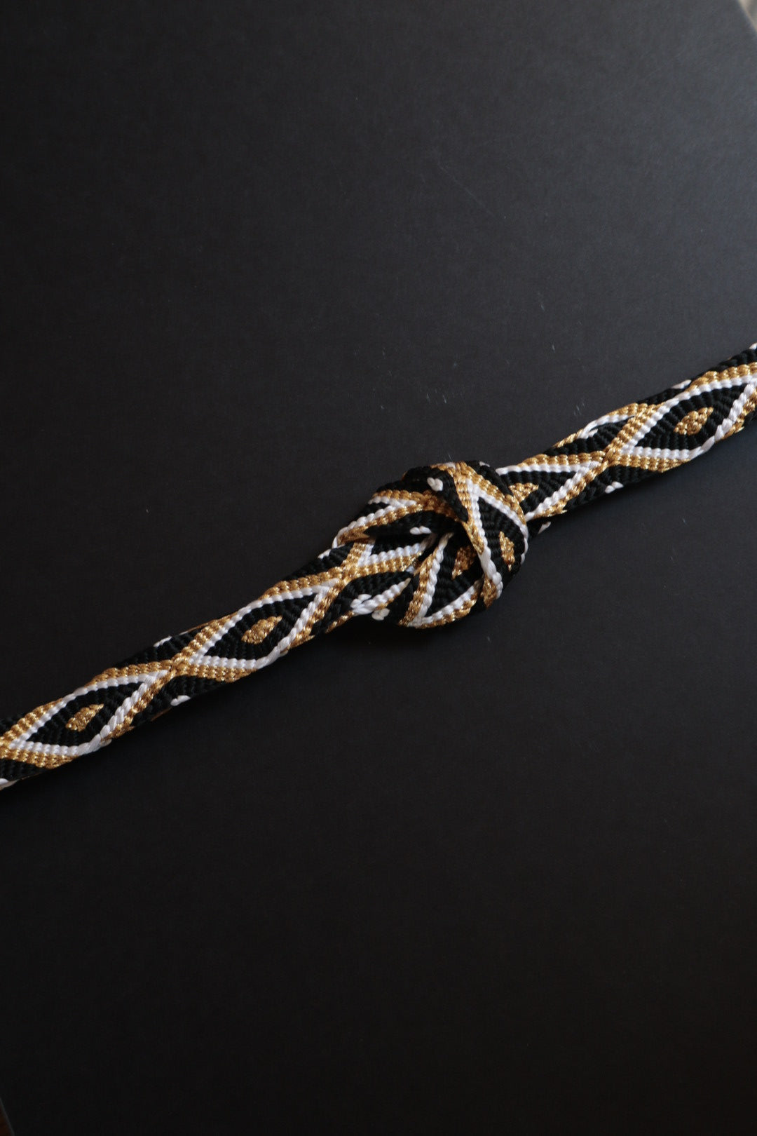 Karagumi diamond pattern black and gold: obijime