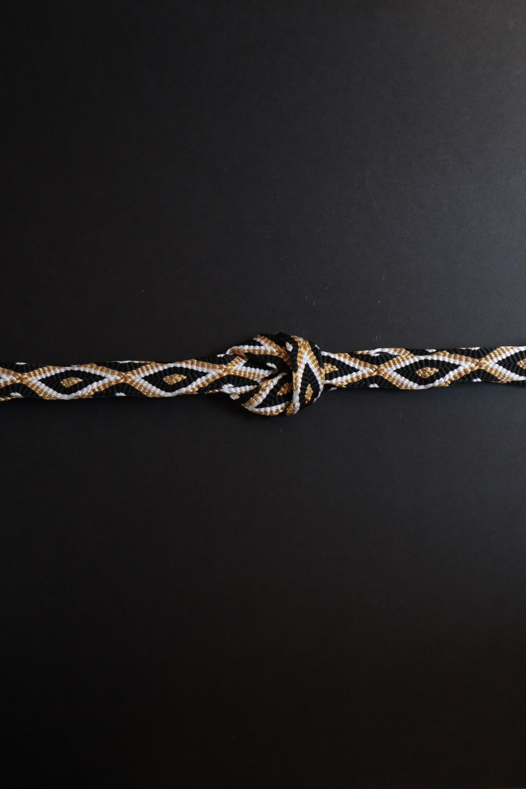 Karagumi diamond pattern black and gold: obijime