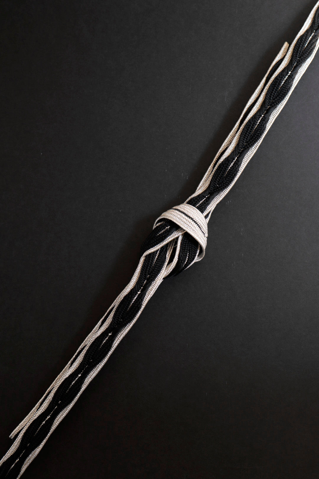 Floating leaf black and silver (KAPUKI special order): obi-jime