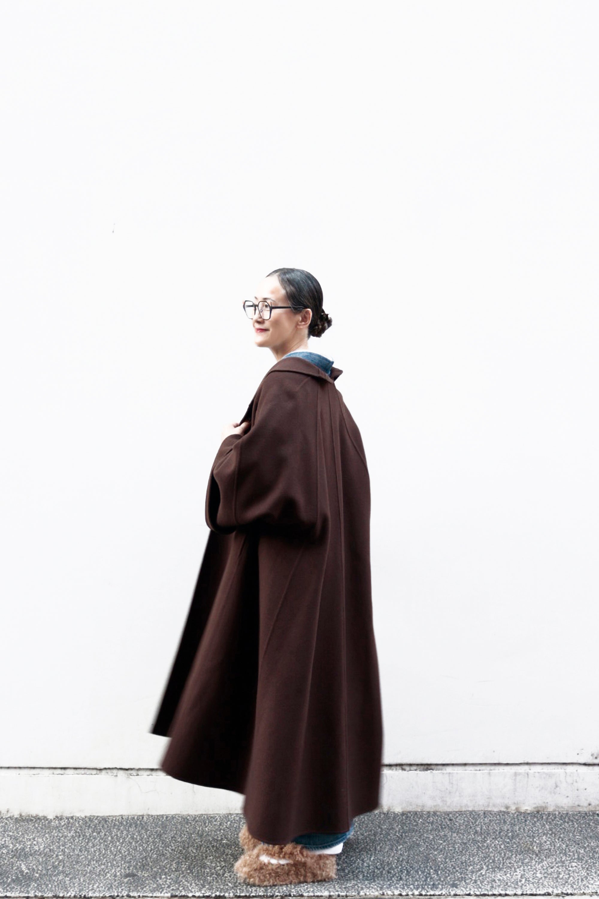 女優コート DENEUVE チョコレートブラウン（MIMA）：コート｜アウター