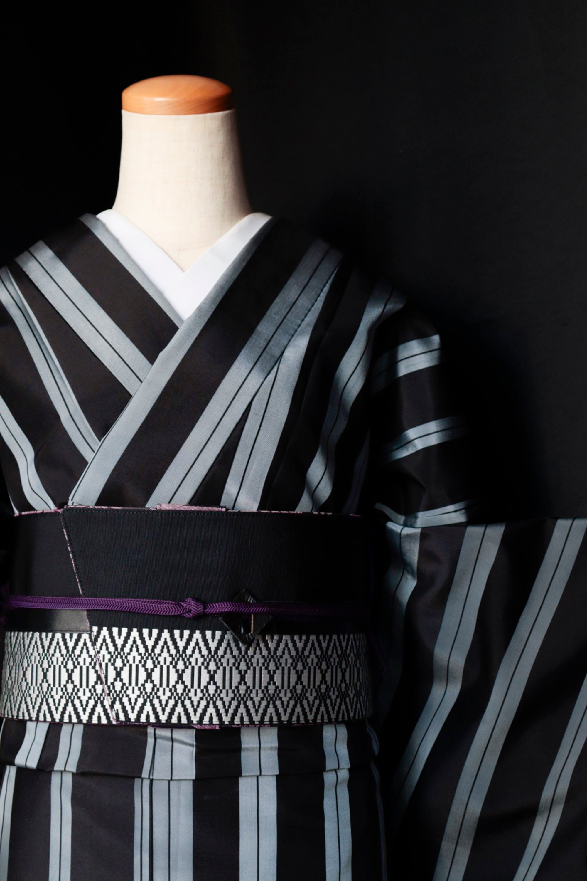 着物｜紬 ストライプ｜単衣｜セカンドハンド