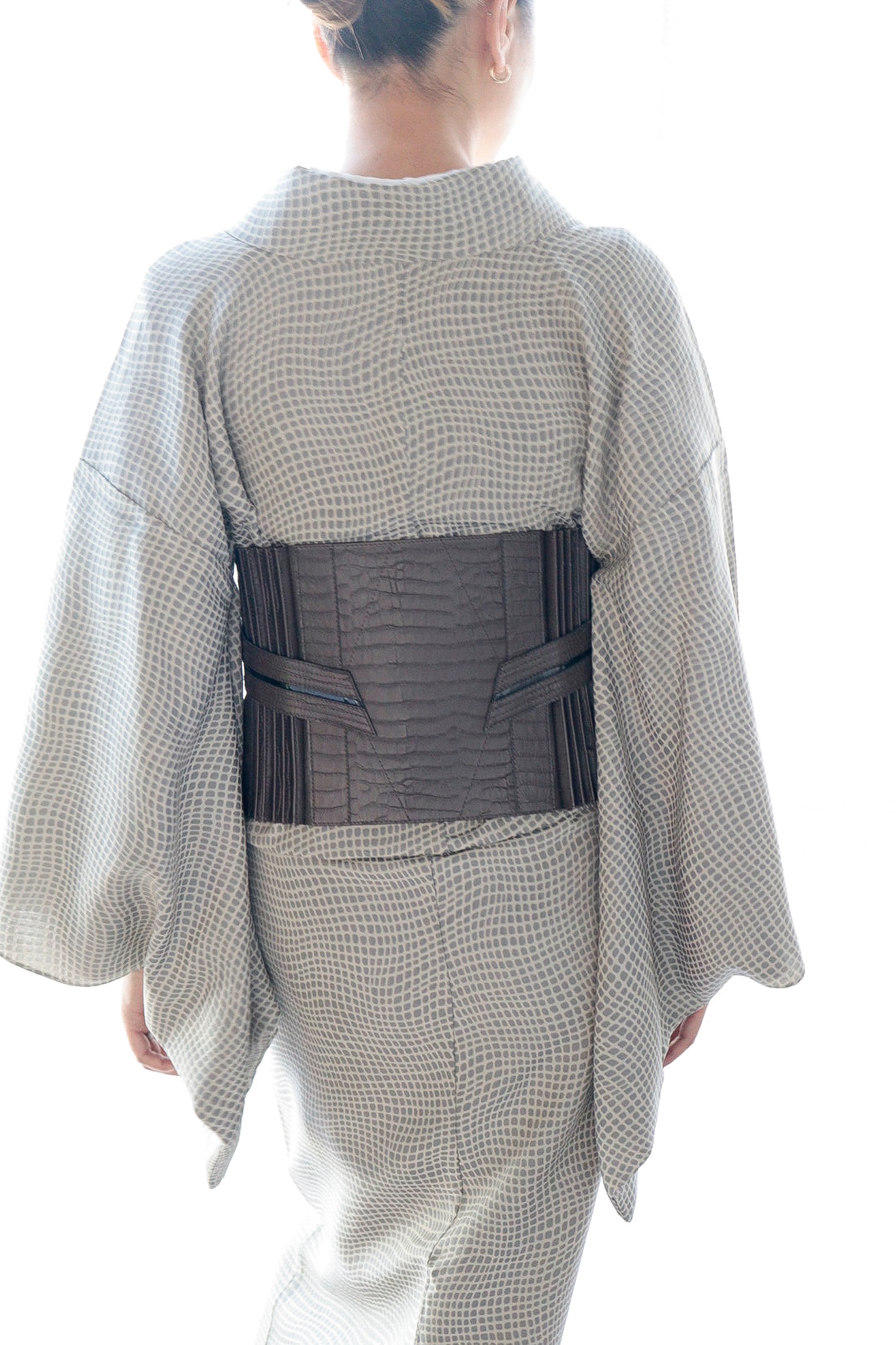 [Made to Order] Obi Belt | Matte Gray Crocodile | KAPUKI | Leather | *Available until sold out
