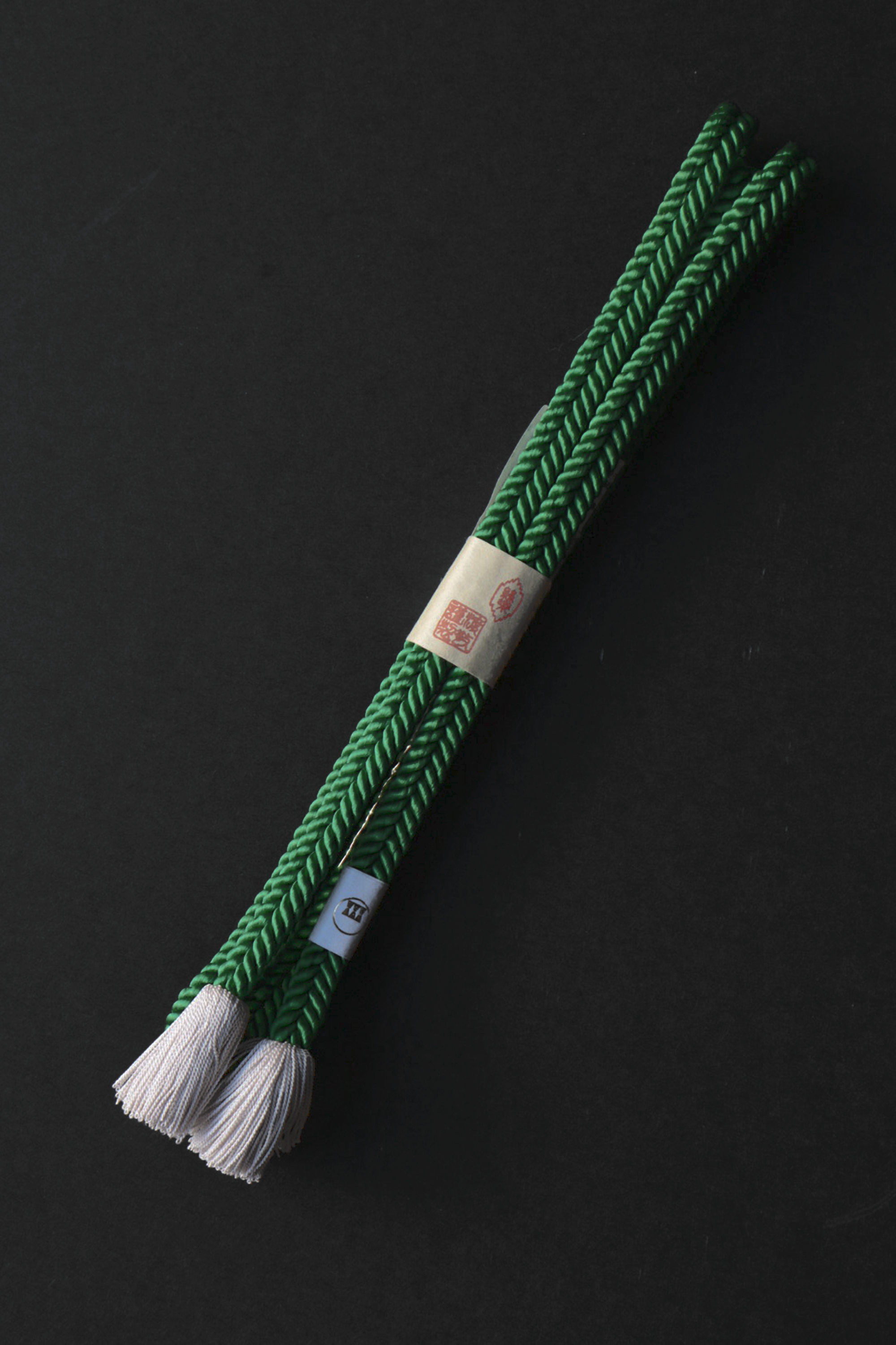 帯締め｜観世撚房 緑×白｜渡敬