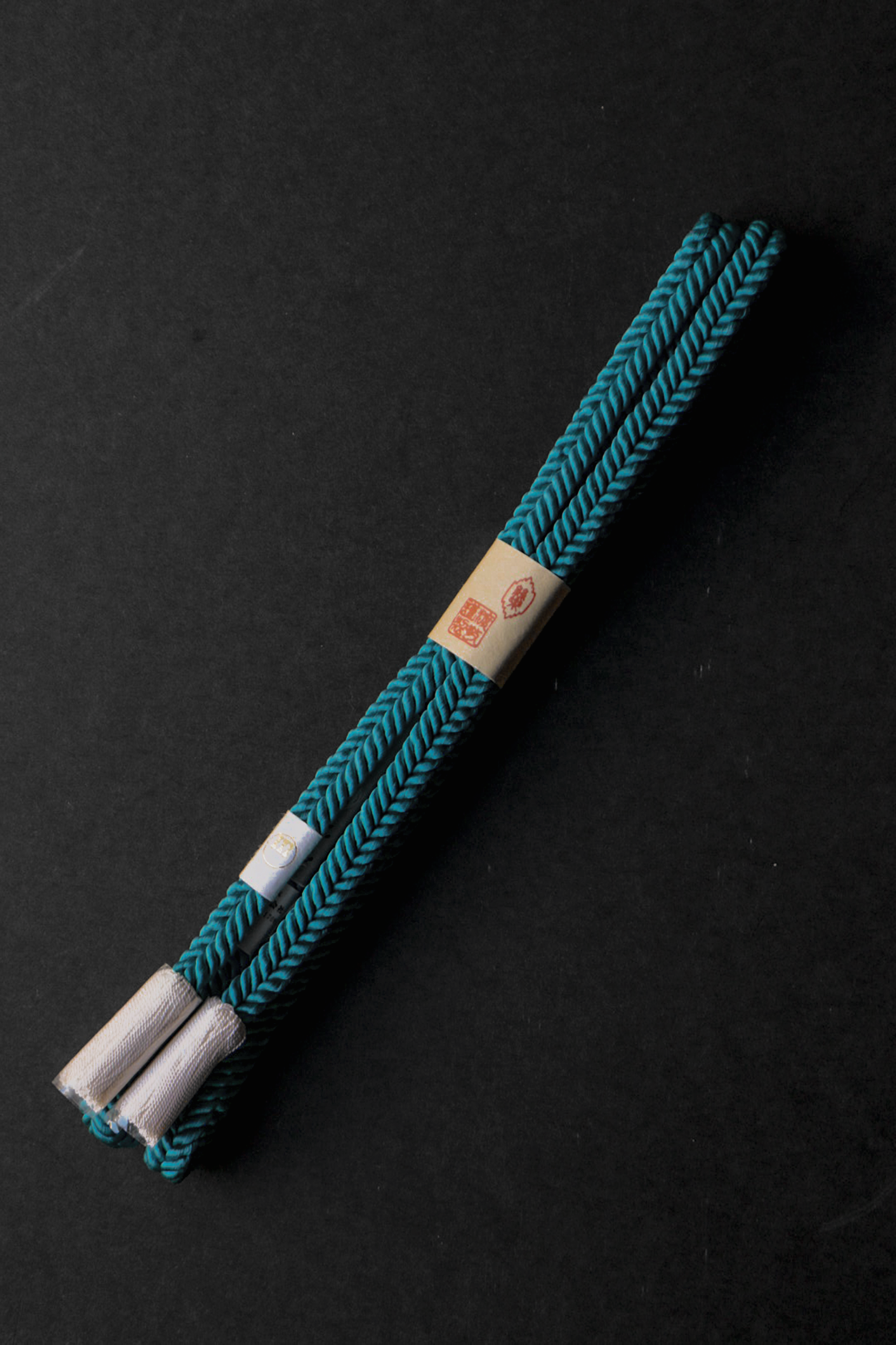 帯締め｜観世撚房 青緑×白｜渡敬