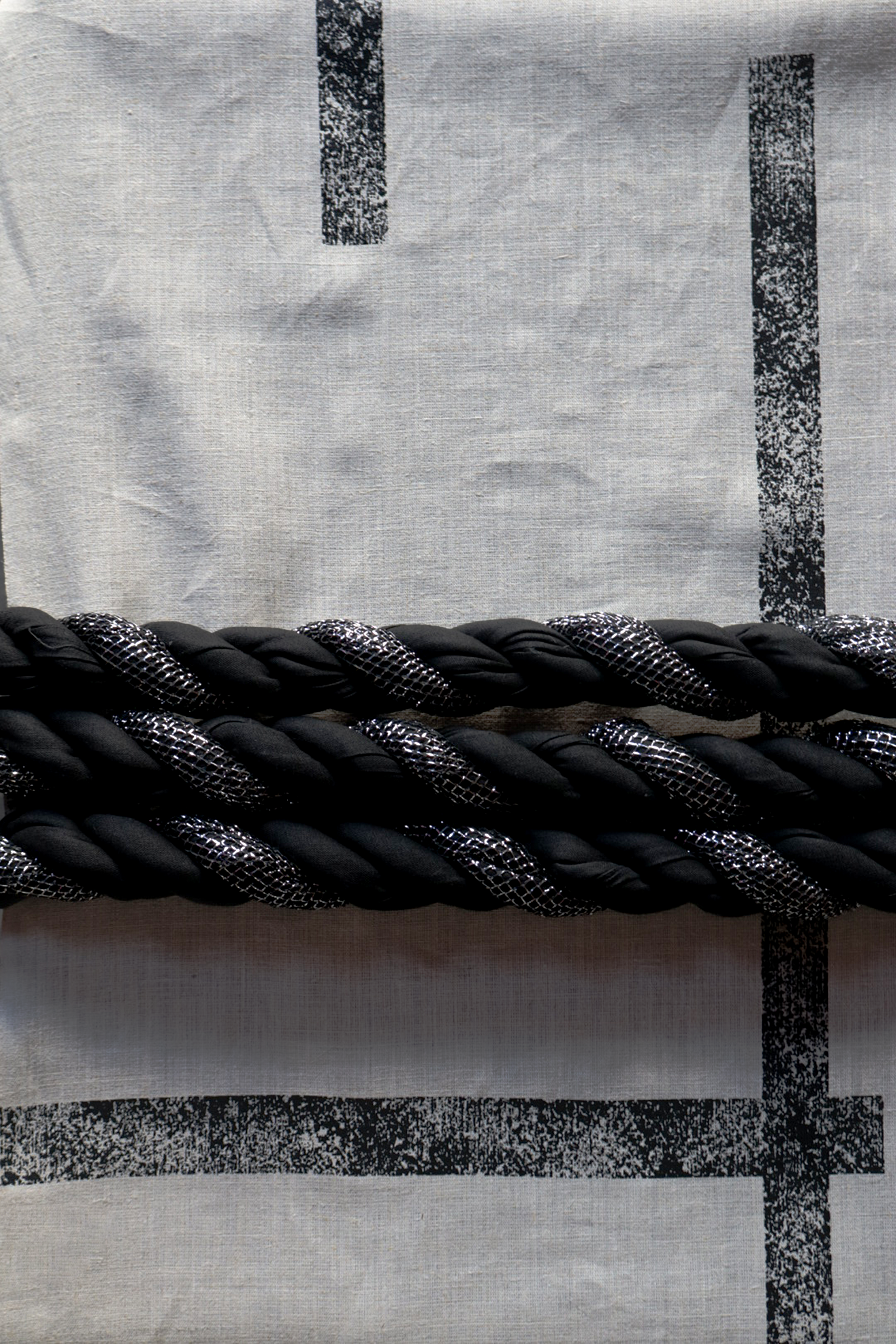 縄帯｜黒／黒／銀ラメ｜誉田屋源兵衛